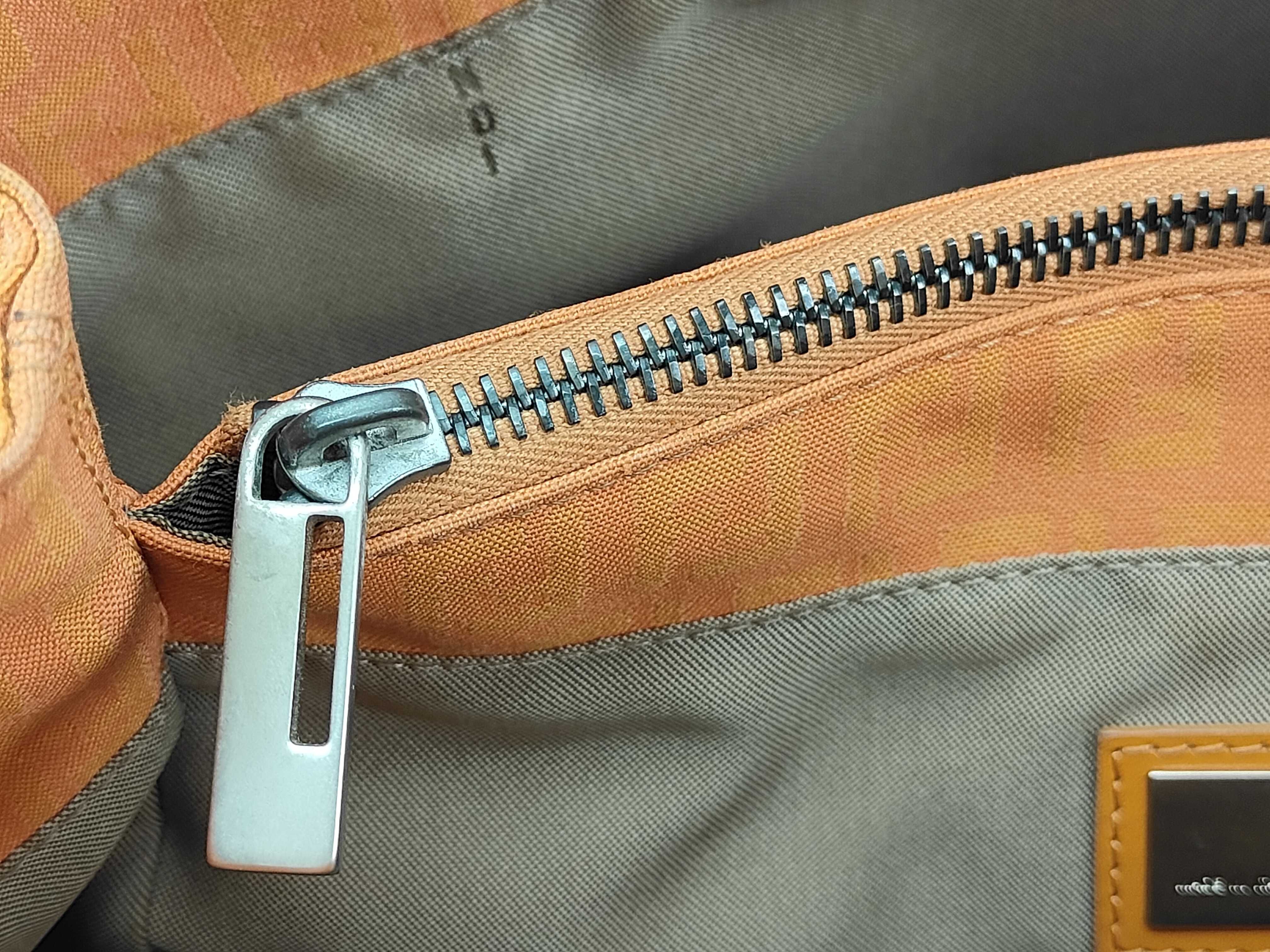 Zucca canvas and leather tote bag, orange, with tears. — view 11