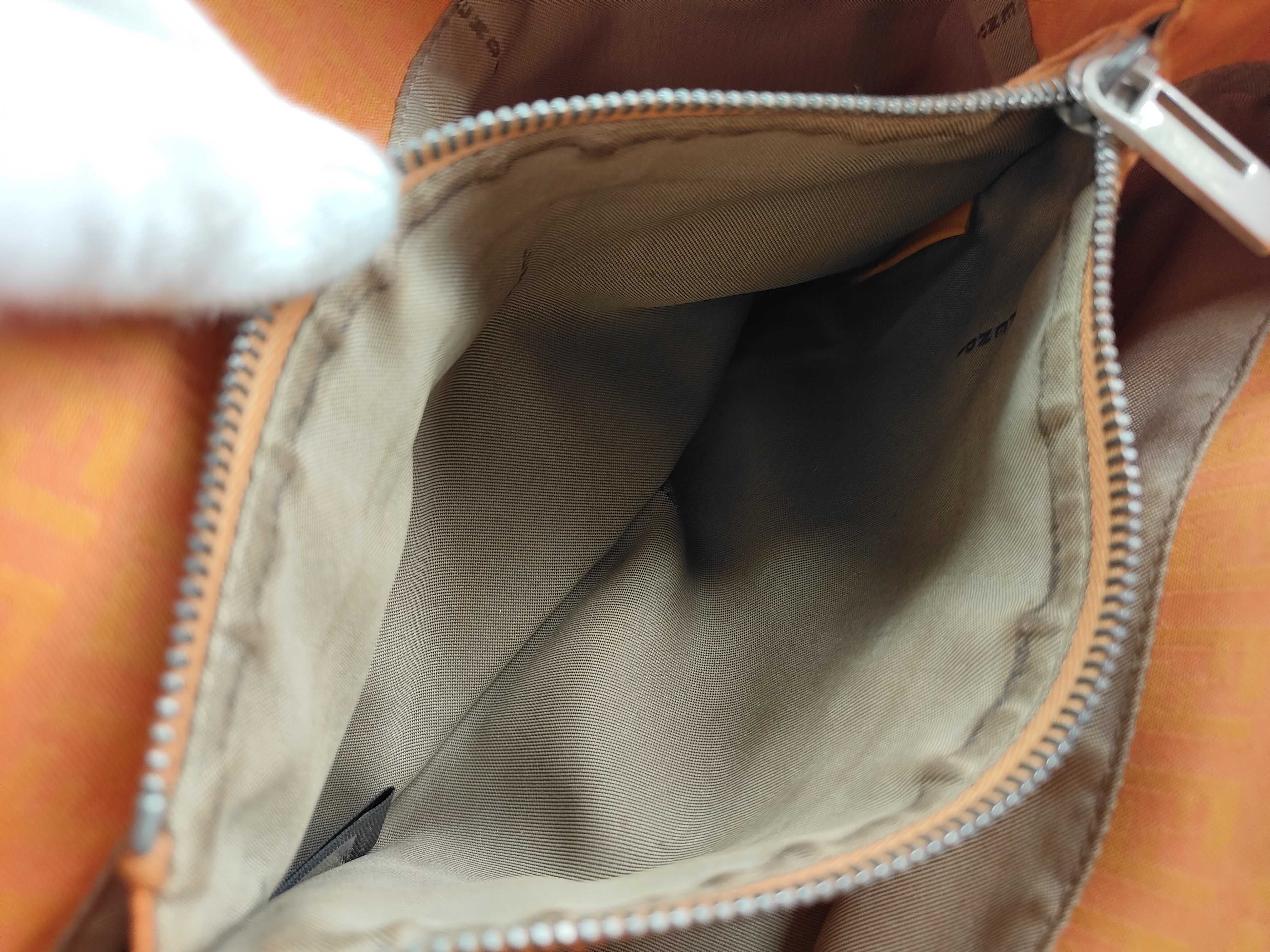Zucca canvas and leather tote bag, orange, with tears. — view 12
