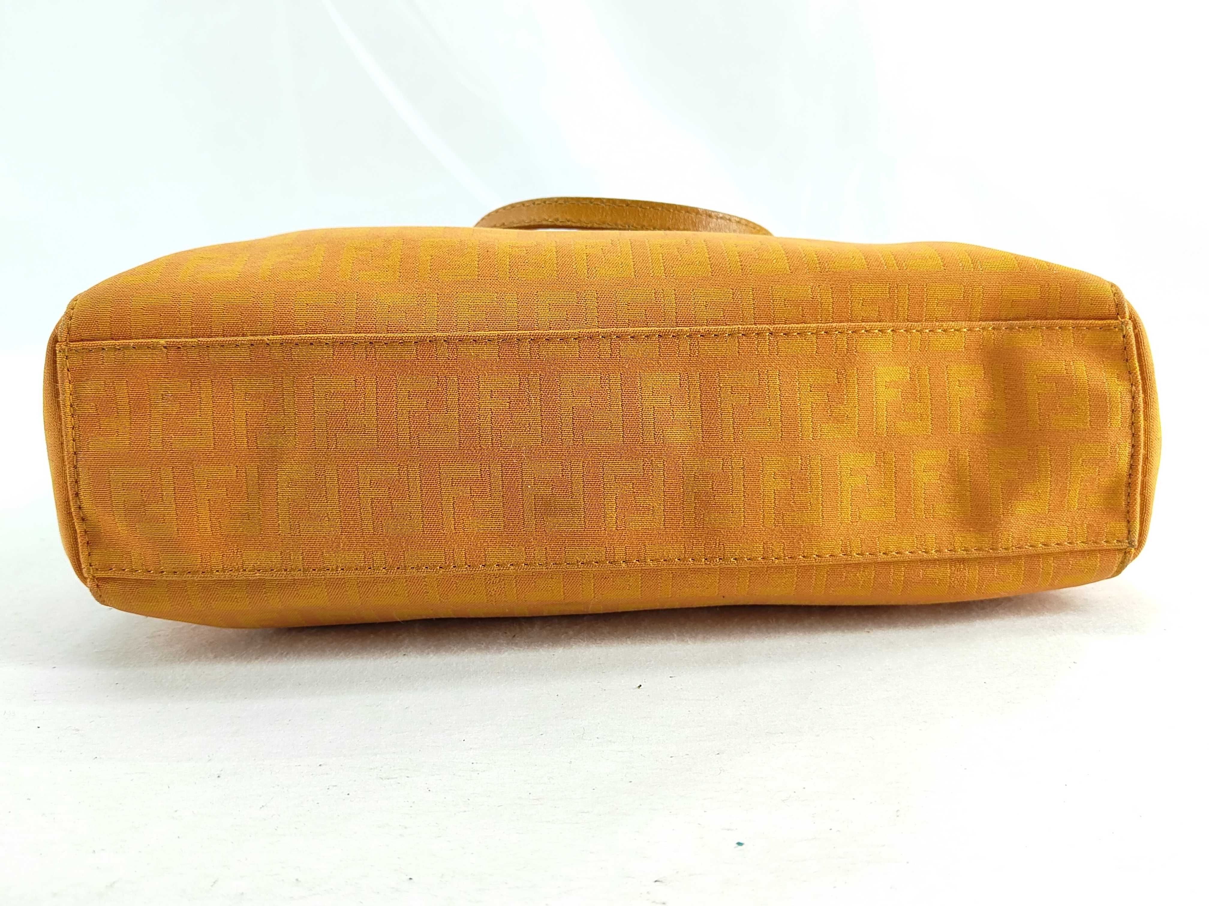 Zucca canvas and leather tote bag, orange, with tears. — view 8