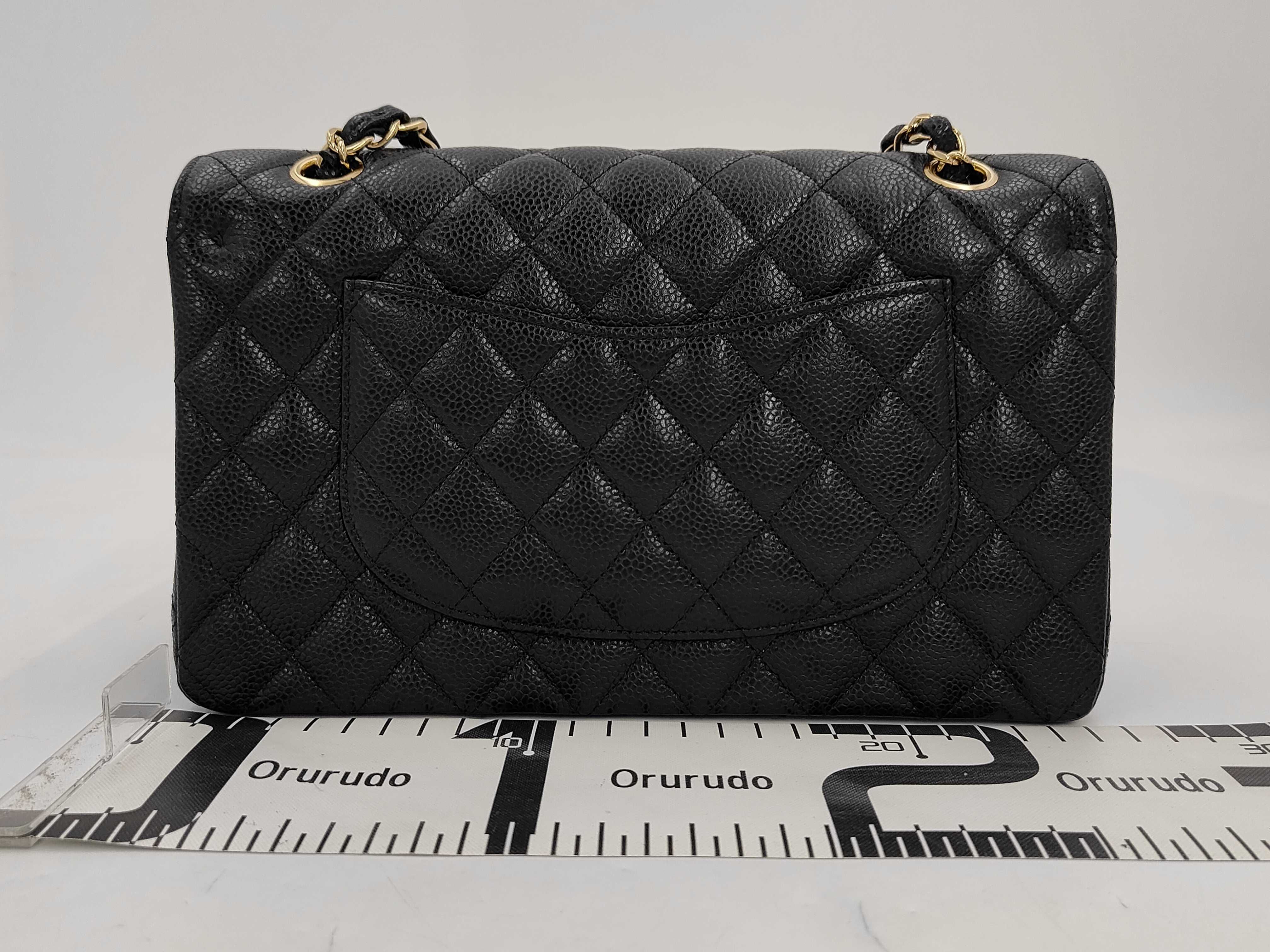 Matelassé 25 Caviar Skin Double Flap Black Serial Number 19 Gold Hardware Shoulder Bag — view 2