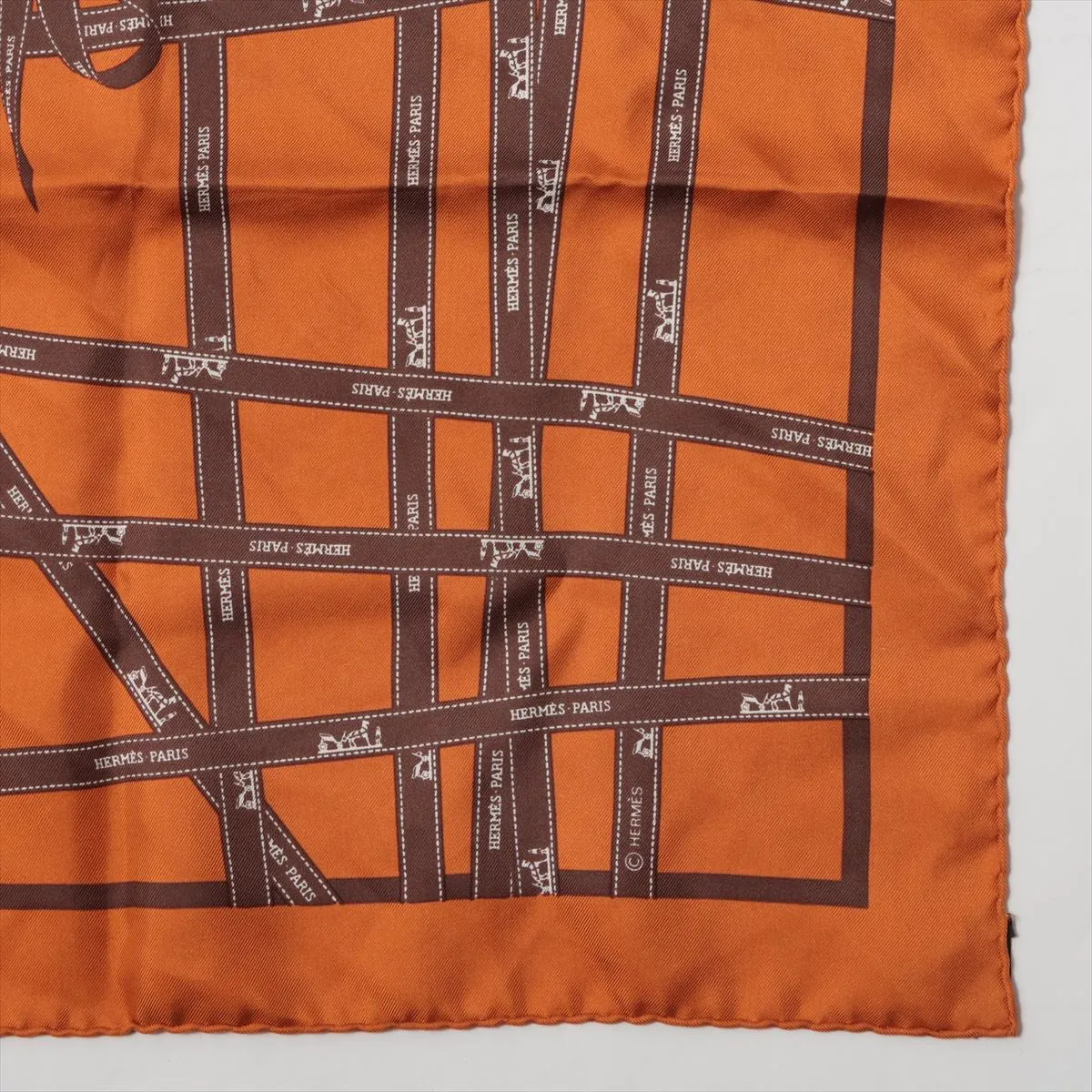 Carre 45 Bolduc Ribbon Scarf, Silk, Orange, — view 4