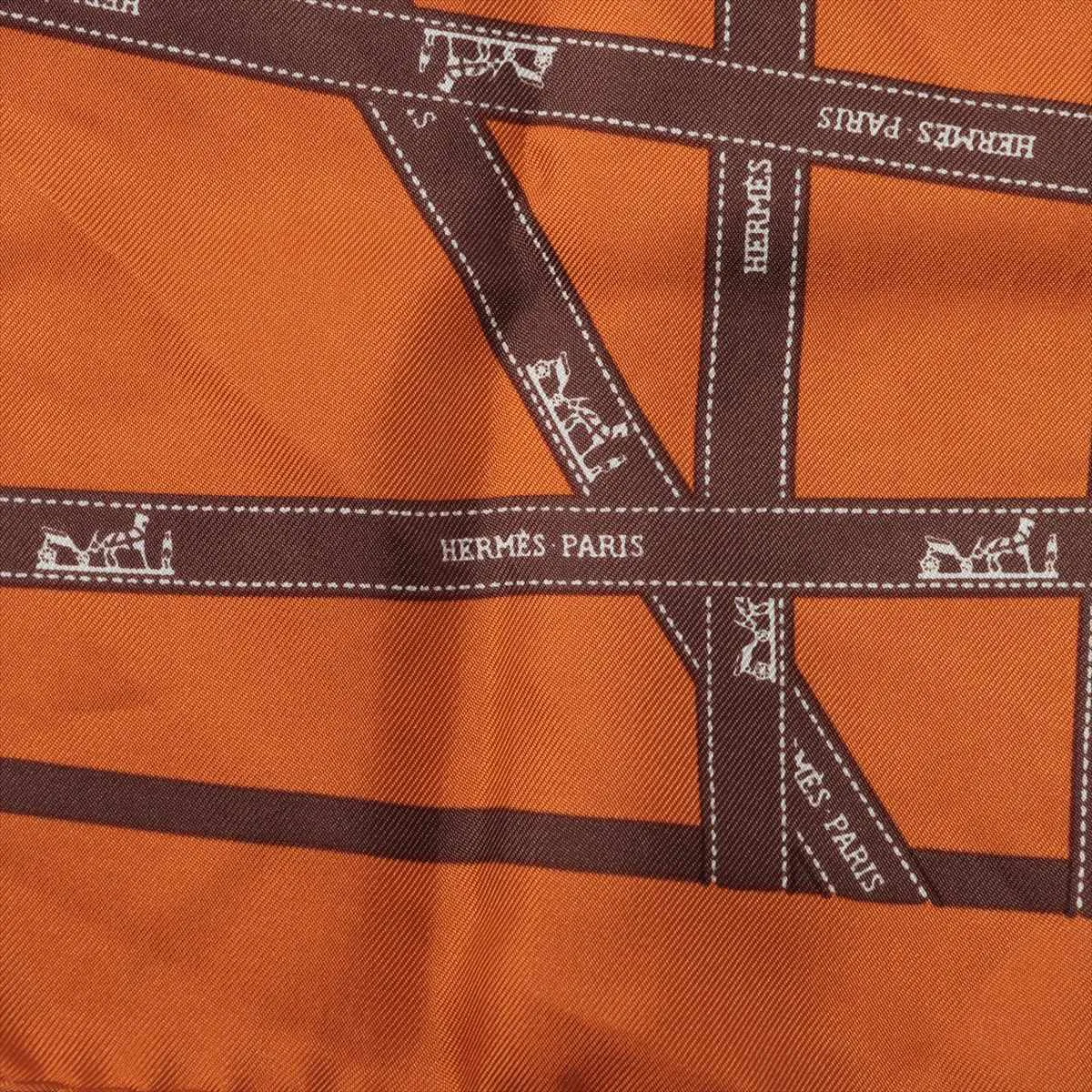 Carre 45 Bolduc Ribbon Scarf, Silk, Orange, — view 6