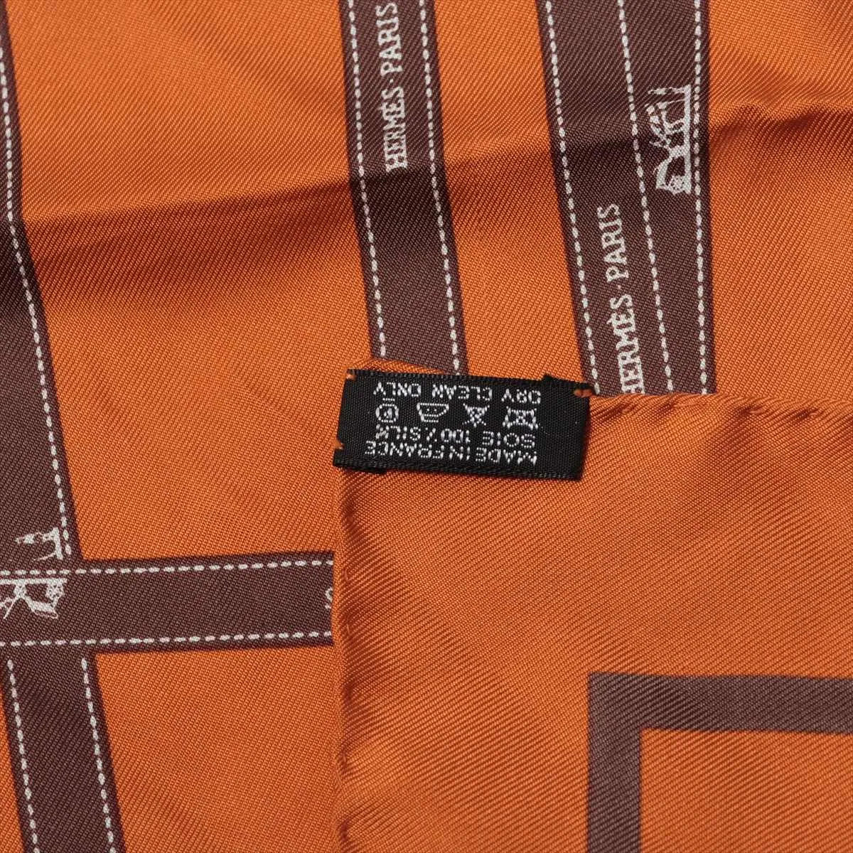 Carre 45 Bolduc Ribbon Scarf, Silk, Orange, — view 7