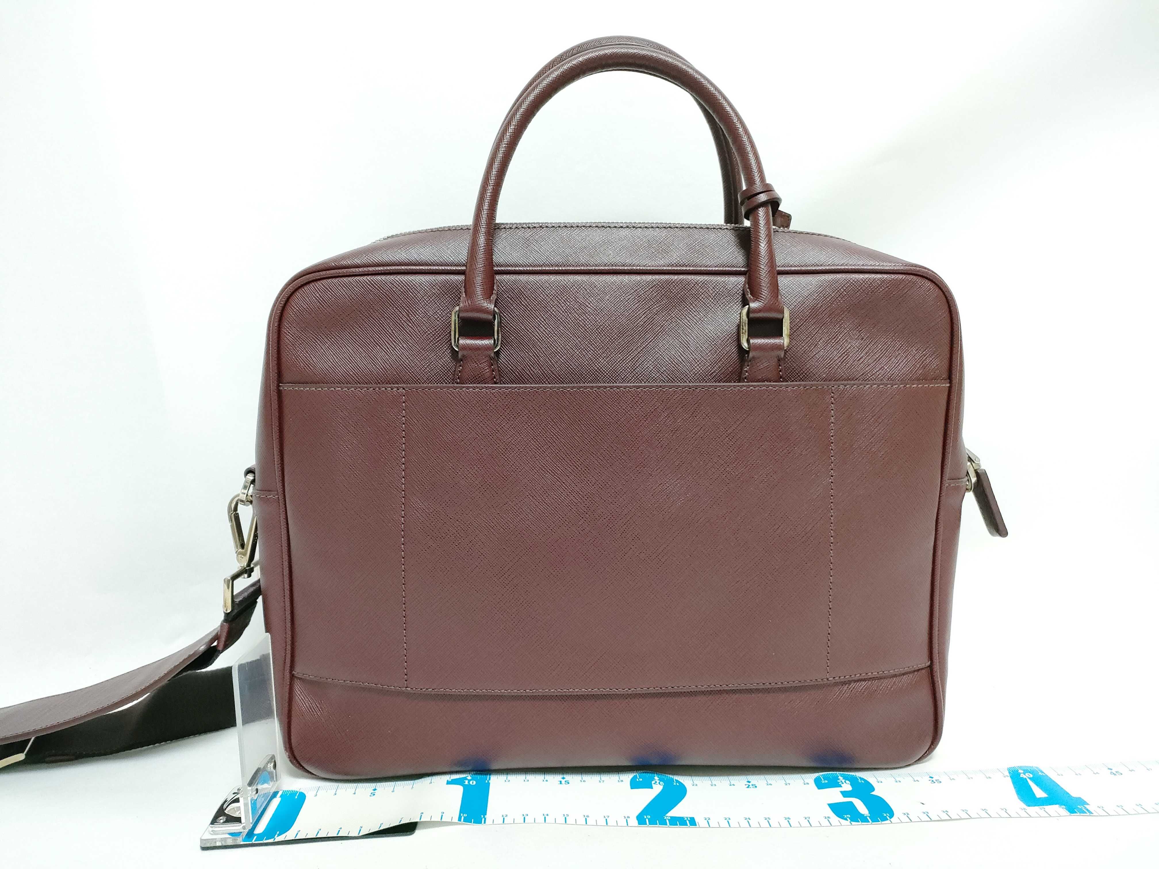 Business Briefcase, Saffiano Leather, White Tag, ST, Name Tag, and Booklet Included. Business Bag — view 2