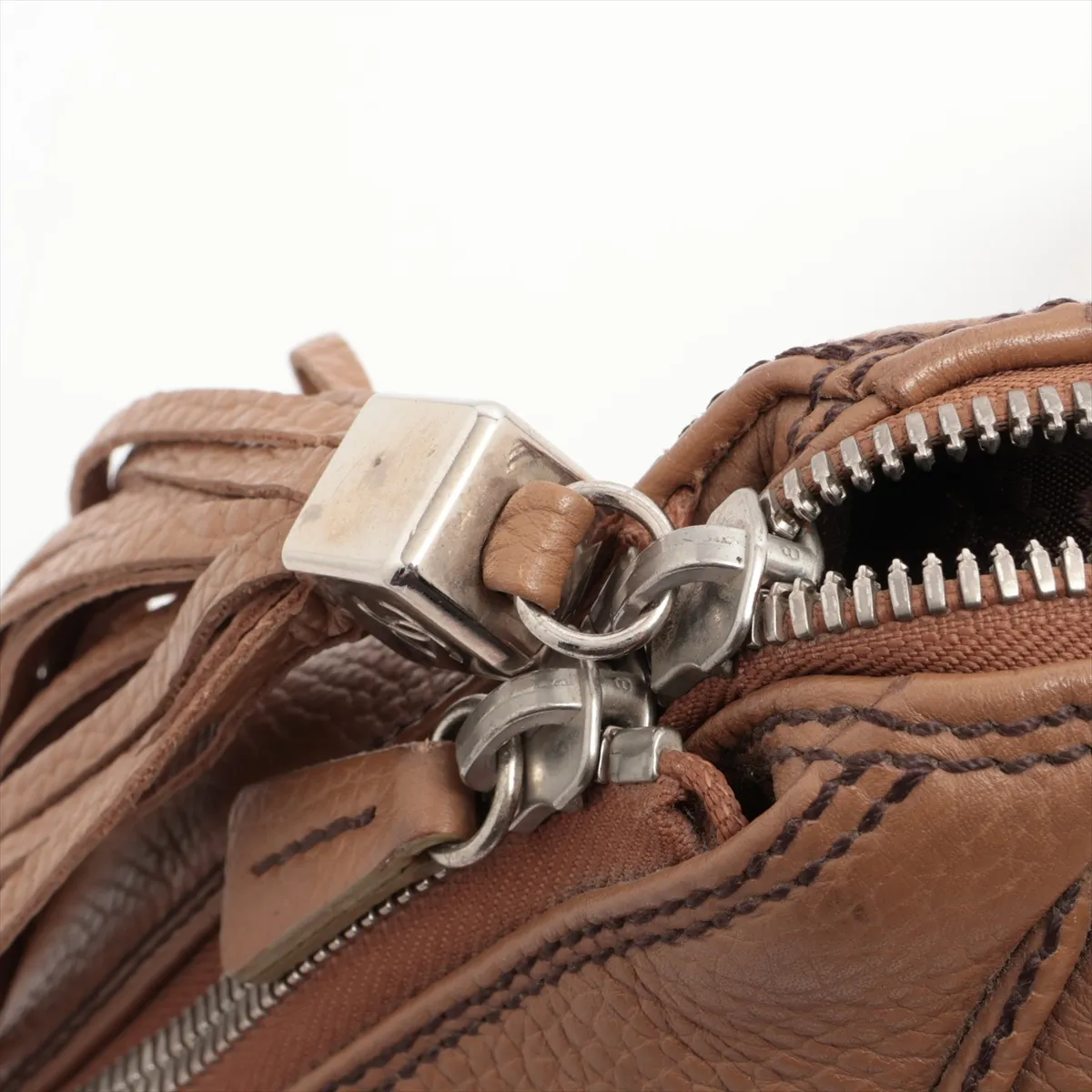 logo leather shoulder bag fringe brown silver hardware 8462604 No. 8 — view 10
