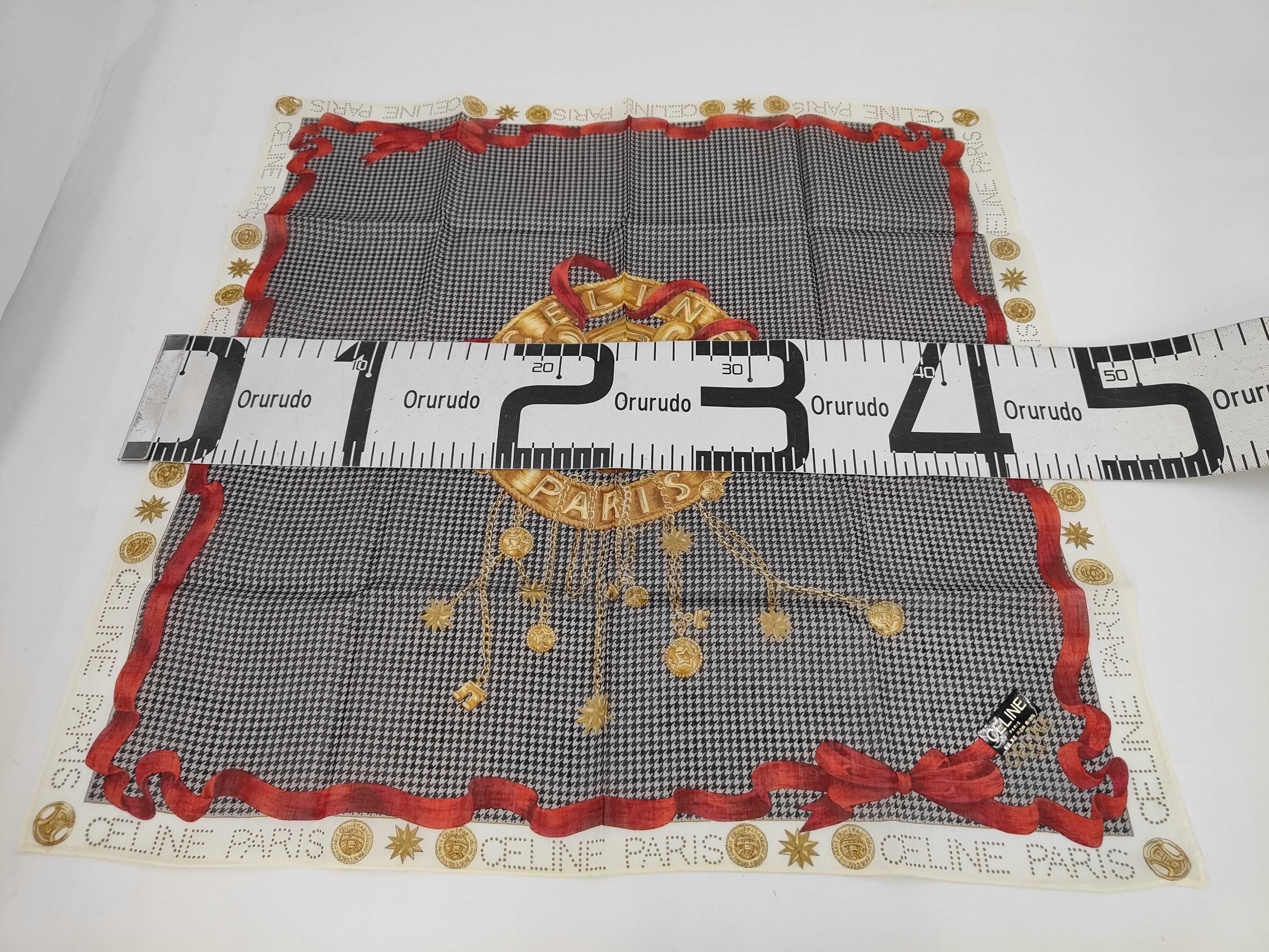 handkerchief scarf with sticker, Macadam ribbon, houndstooth pattern, and other accessories. — view 2