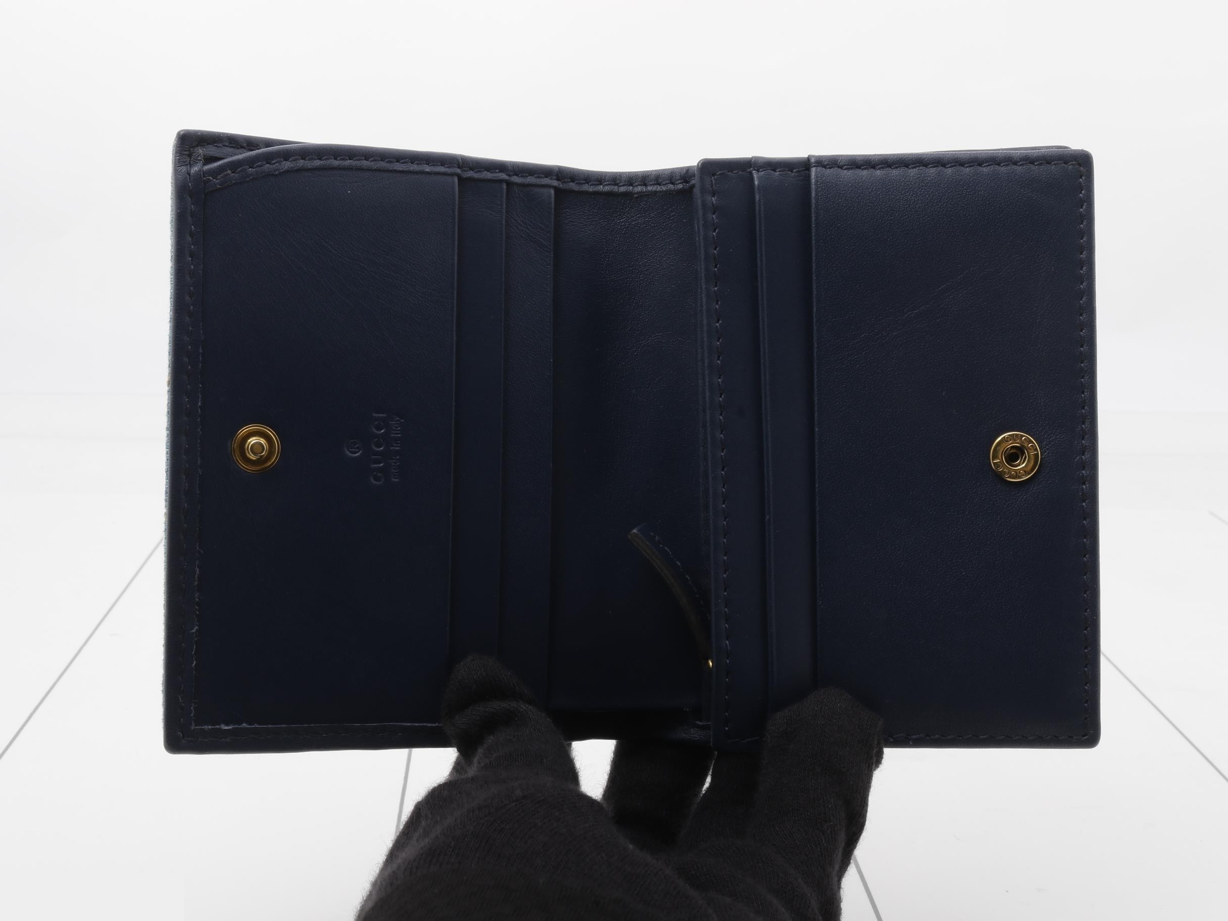 GG Marmont Japan Limited Edition Denim Compact Wallet, Blue Pearl — view 4