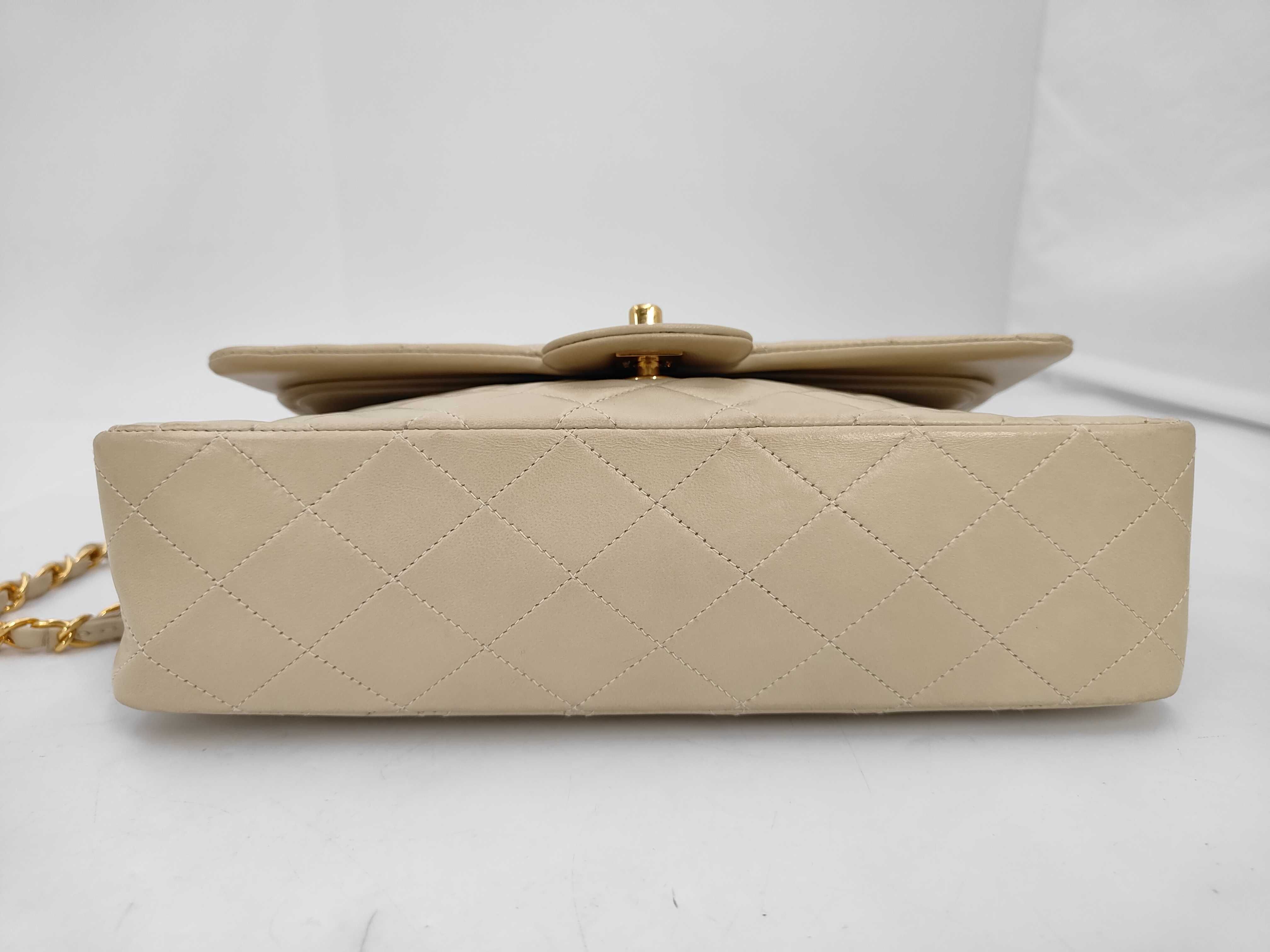 Lambskin Matelassé 25 Double Flap Shoulder Bag (Serial No. 2, Beige, Gold Hardware) — view 6