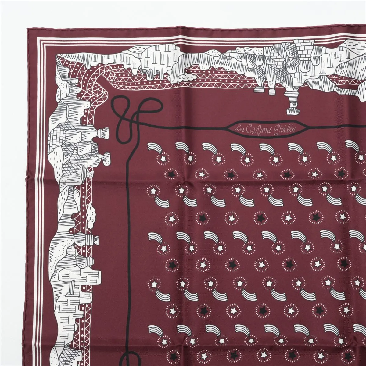 Carre 55 Les Canyons Etoiles From the Canyons to the Stars Scarf Silk Bordeaux — view 2