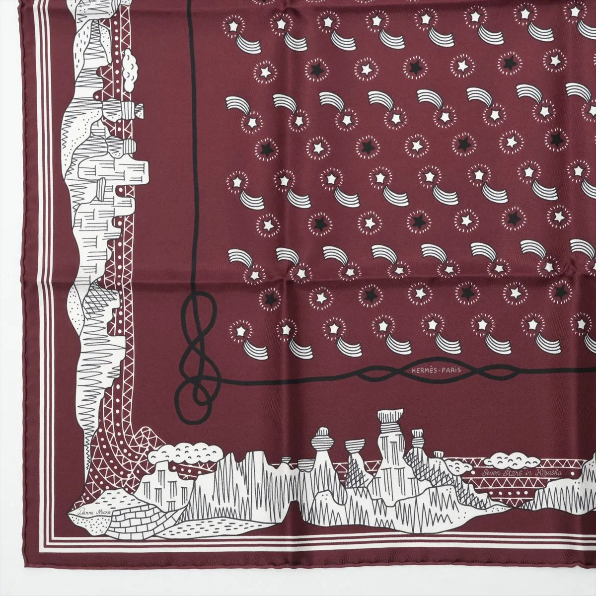 Carre 55 Les Canyons Etoiles From the Canyons to the Stars Scarf Silk Bordeaux — view 5