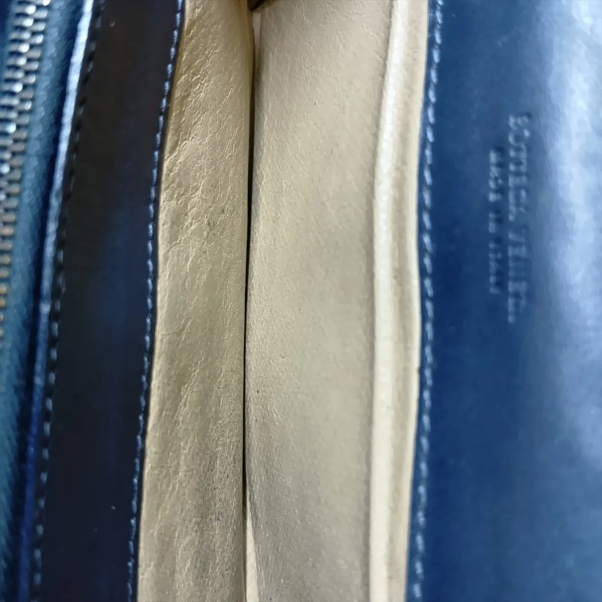 Intrecciato Leather Long Wallet, Navy — view 10