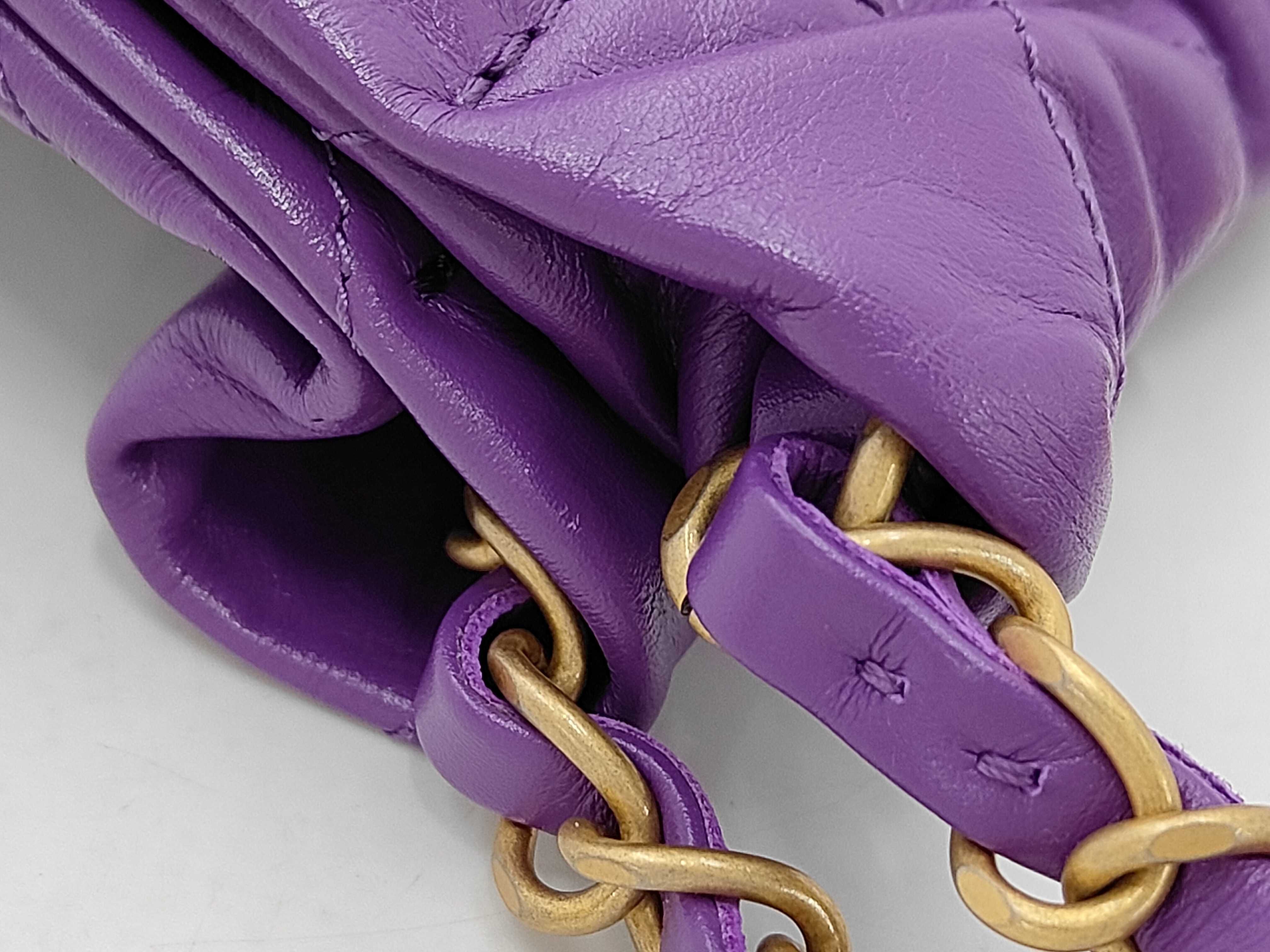 22 Small Shiny Calfskin Purple Gold Hardware Shoulder Bag K3G7H4X9 — view 7
