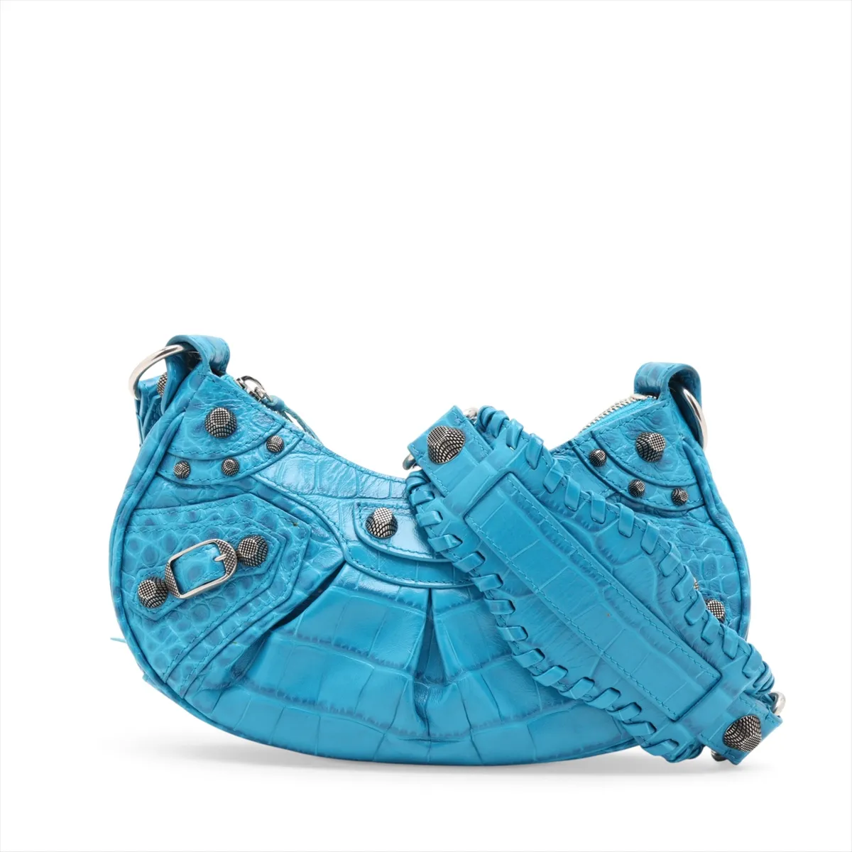 Lucagol XS Crocodile Embossed Shoulder Bag, Blue 671309