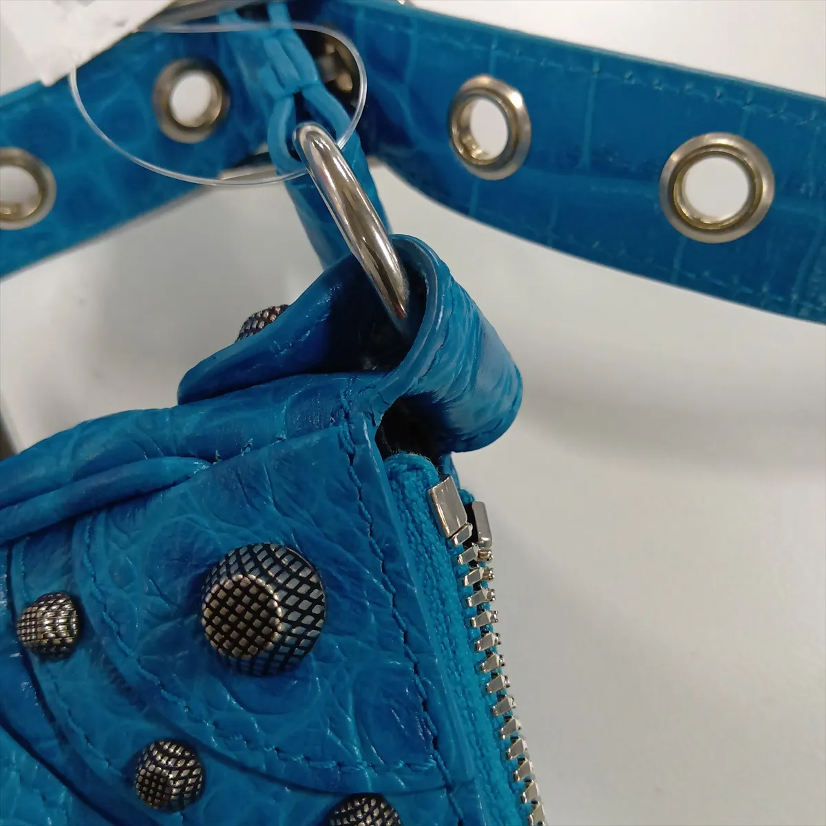 Lucagol XS Crocodile Embossed Shoulder Bag, Blue 671309 — view 11