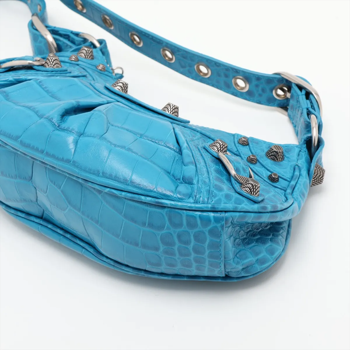 Lucagol XS Crocodile Embossed Shoulder Bag, Blue 671309 — view 3