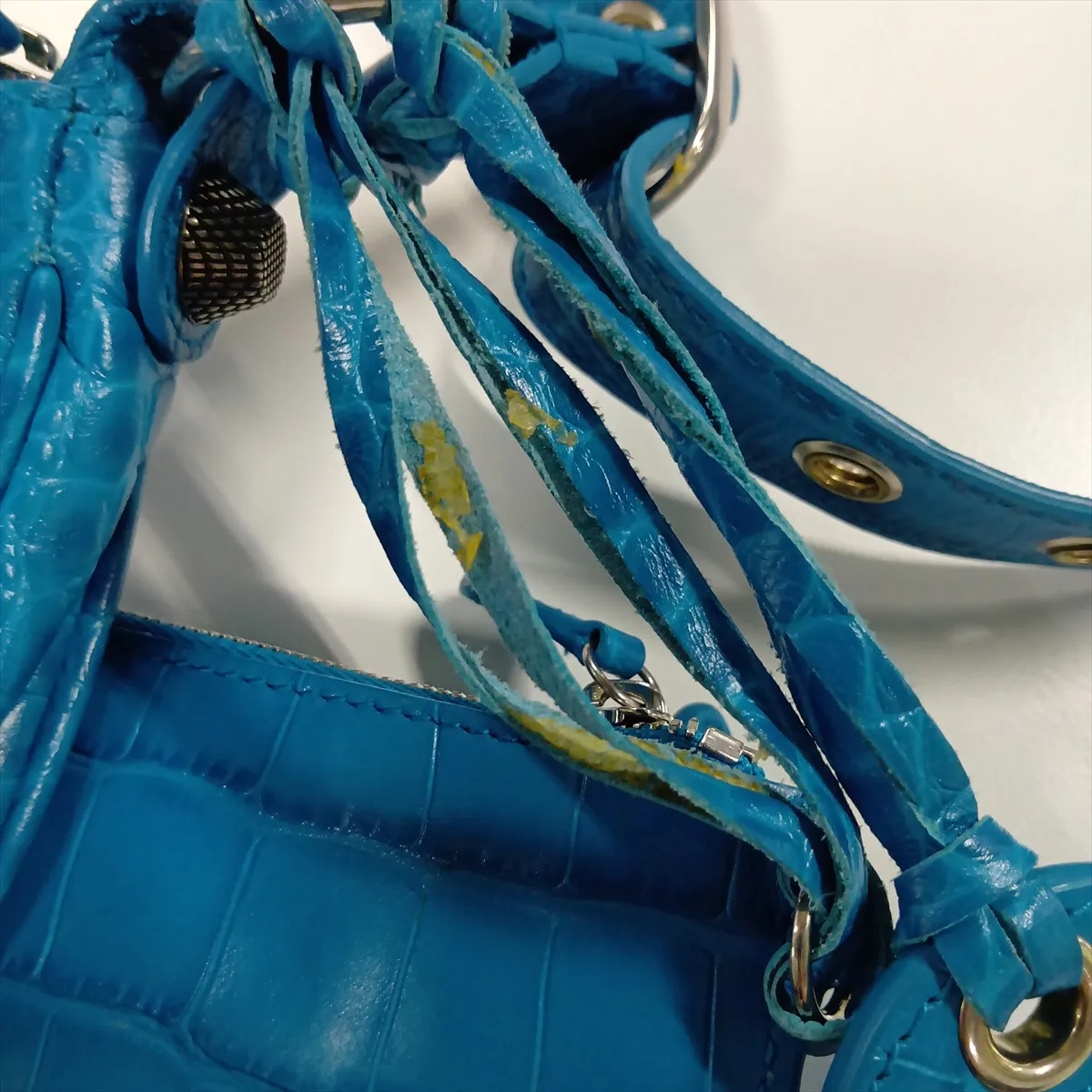 Lucagol XS Crocodile Embossed Shoulder Bag, Blue 671309 — view 10