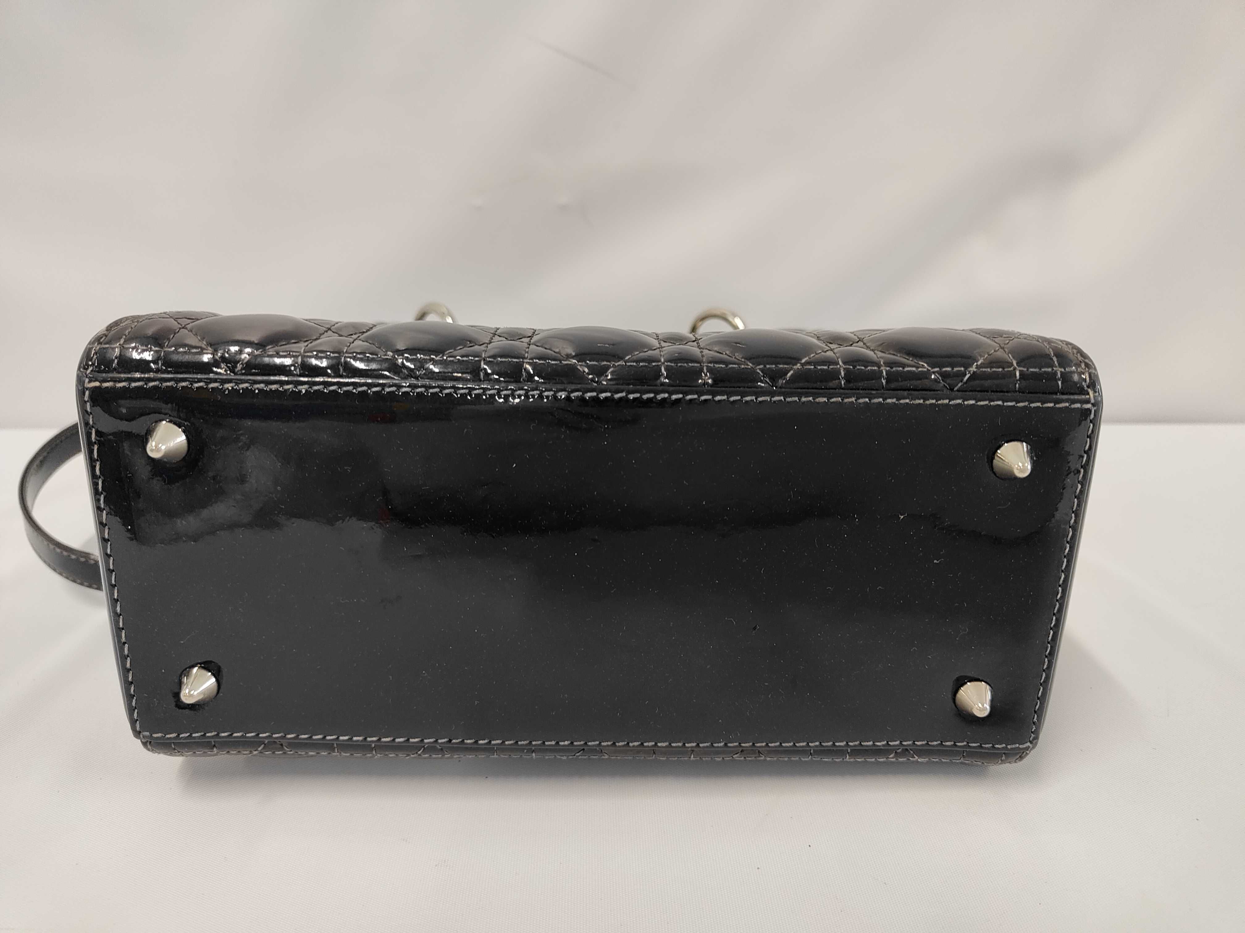 Lady Dior Cannage Patent Leather 2-Way Handbag, Black — view 4