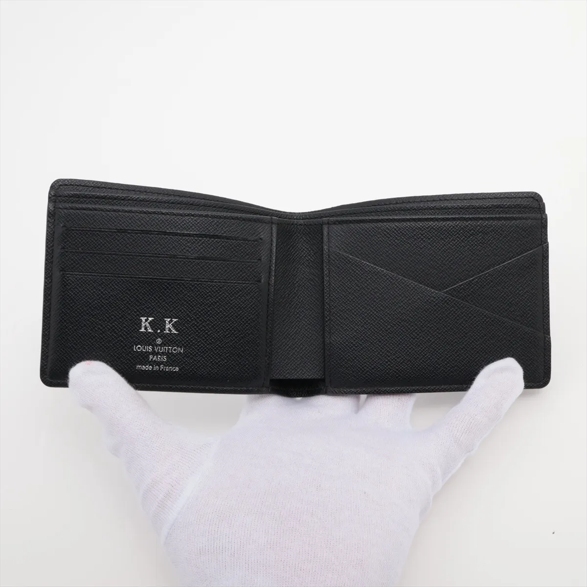 Damier Graphite Portefeuille Multiple N62663 SP1108 Black Compact Wallet with Initials — view 3