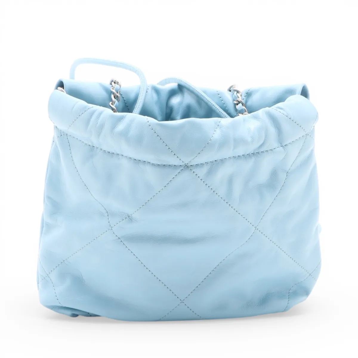 22 Mini Shiny Calfskin 2-Way Shoulder Bag Blue Silver Hardware PL4G217A Random Plate — view 2