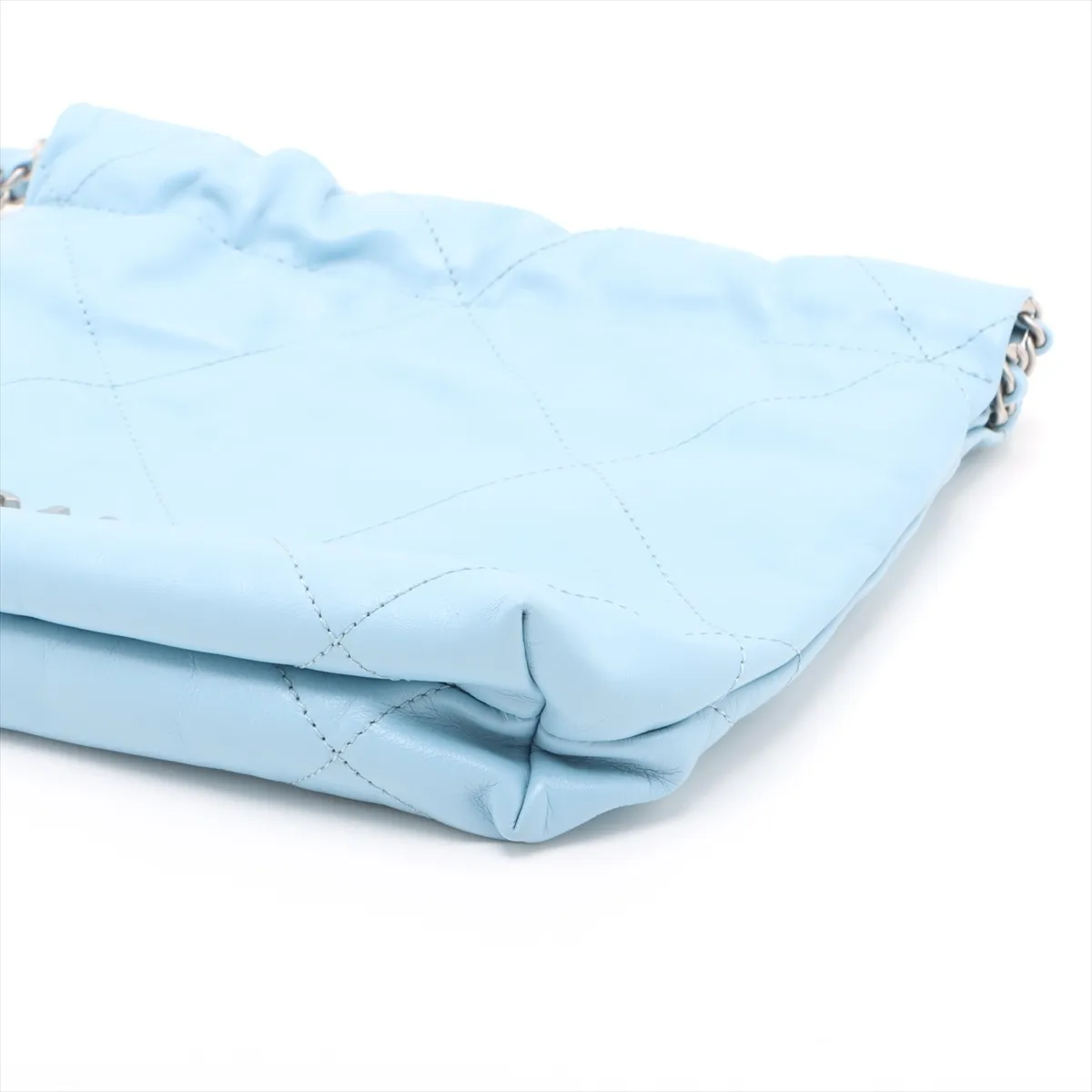 22 Mini Shiny Calfskin 2-Way Shoulder Bag Blue Silver Hardware PL4G217A Random Plate — view 3