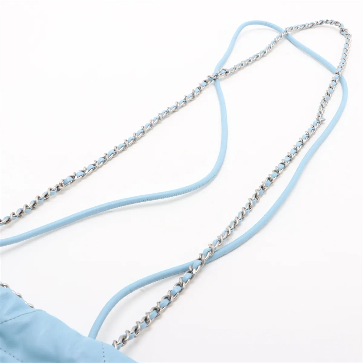 22 Mini Shiny Calfskin 2-Way Shoulder Bag Blue Silver Hardware PL4G217A Random Plate — view 5