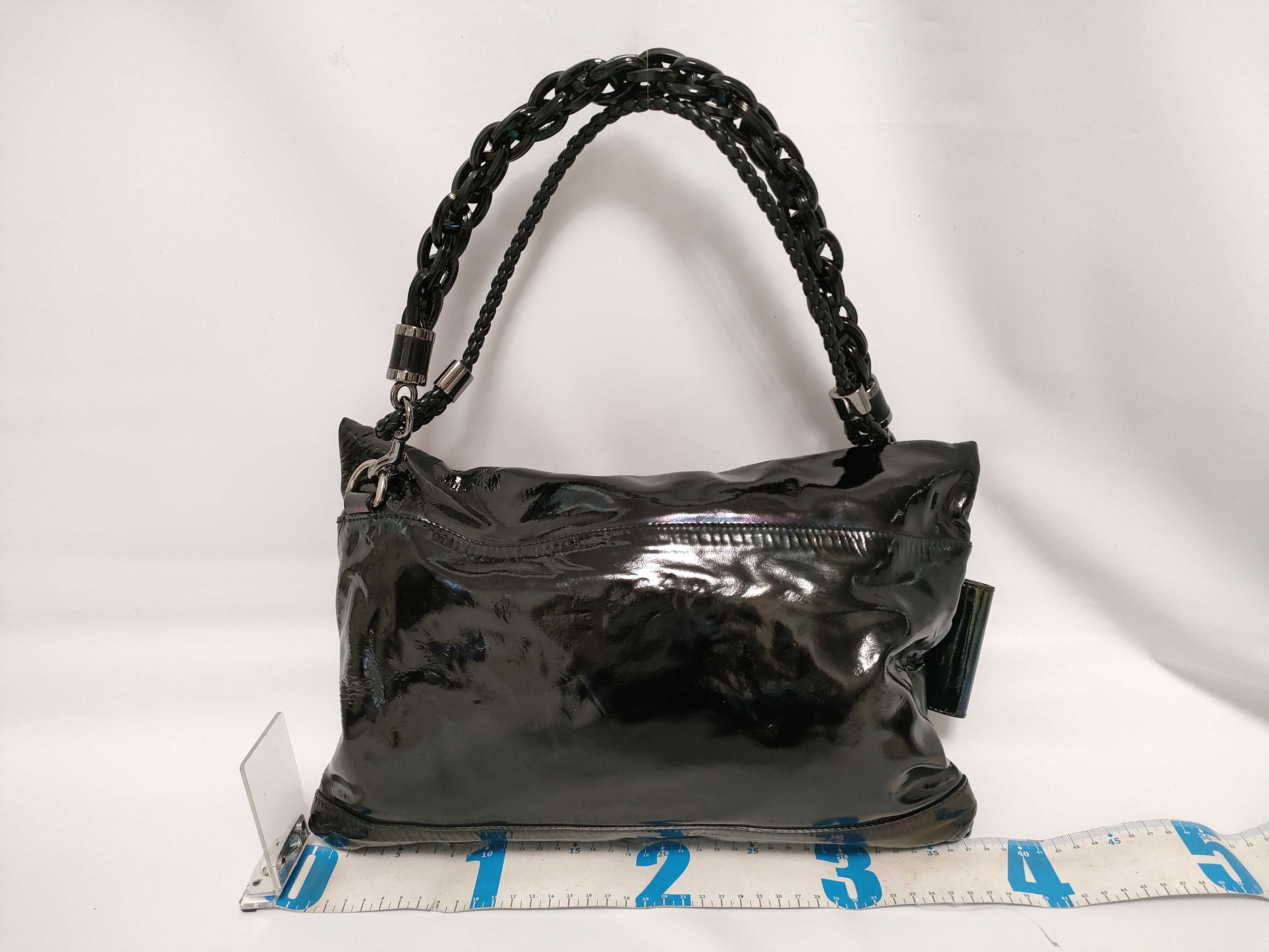 Leather Studded Braided Chain Handle Key Charm 228565 Aurora Black One-Shoulder Shoulder Bag — view 2