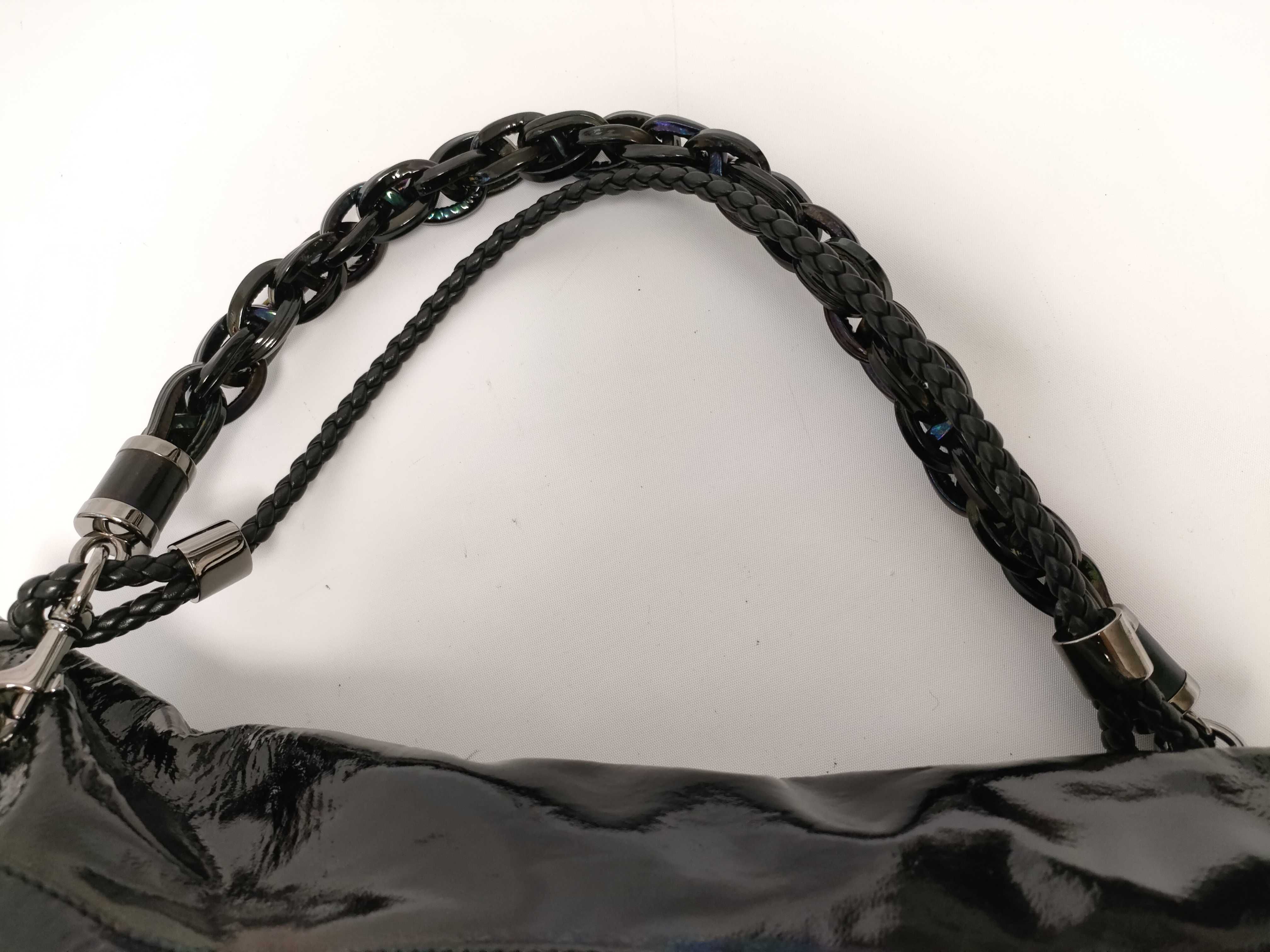 Leather Studded Braided Chain Handle Key Charm 228565 Aurora Black One-Shoulder Shoulder Bag — view 3