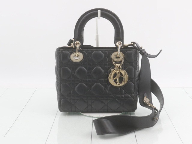 MyABC My Lady Dior Lambskin Black 2-Way Handbag with Strap