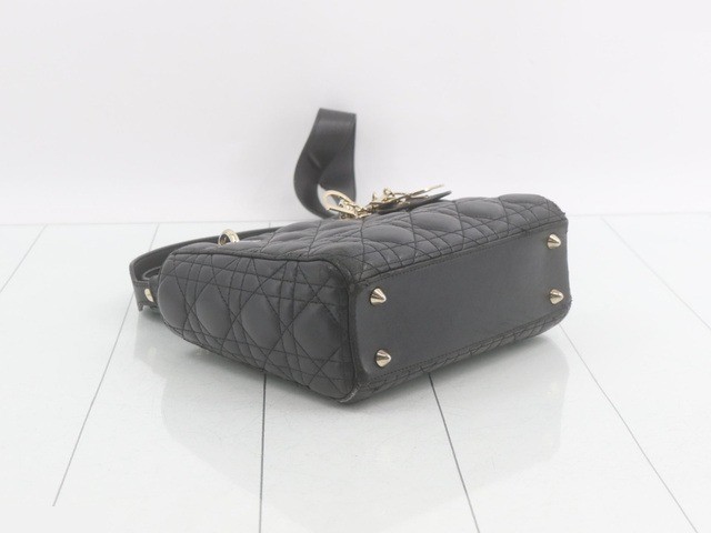 MyABC My Lady Dior Lambskin Black 2-Way Handbag with Strap — view 5