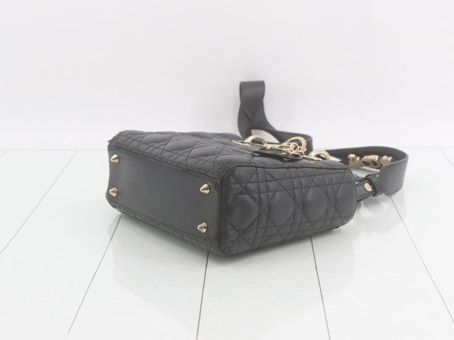 MyABC My Lady Dior Lambskin Black 2-Way Handbag with Strap — view 6