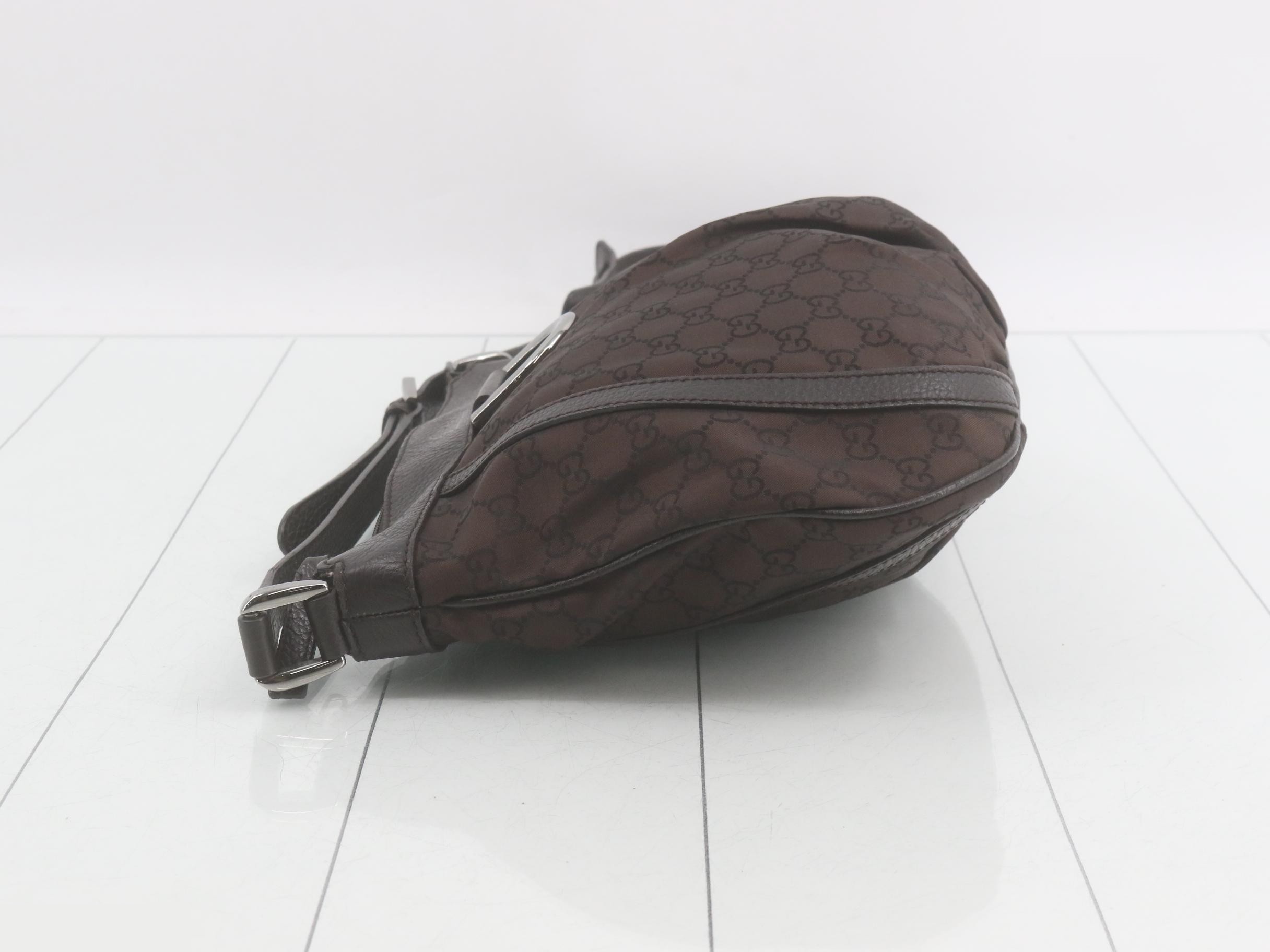Abbey GG Nylon Shoulder Bag, Dark Brown — view 4