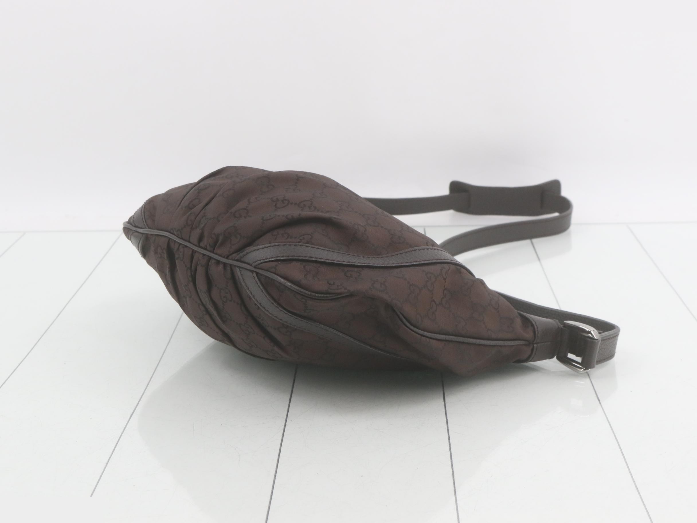 Abbey GG Nylon Shoulder Bag, Dark Brown — view 6