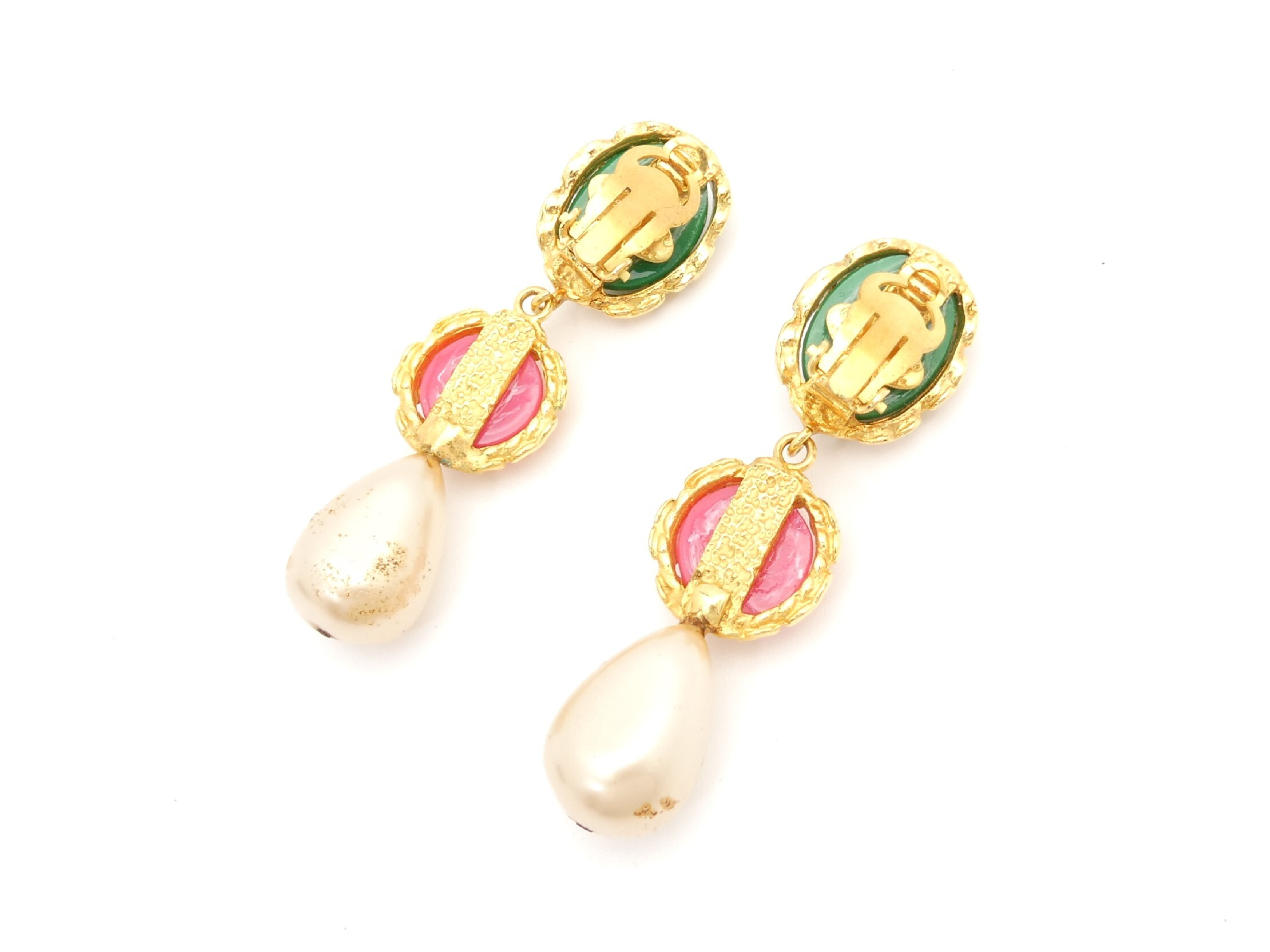 Gold Pearl Swing Earrings — view 3