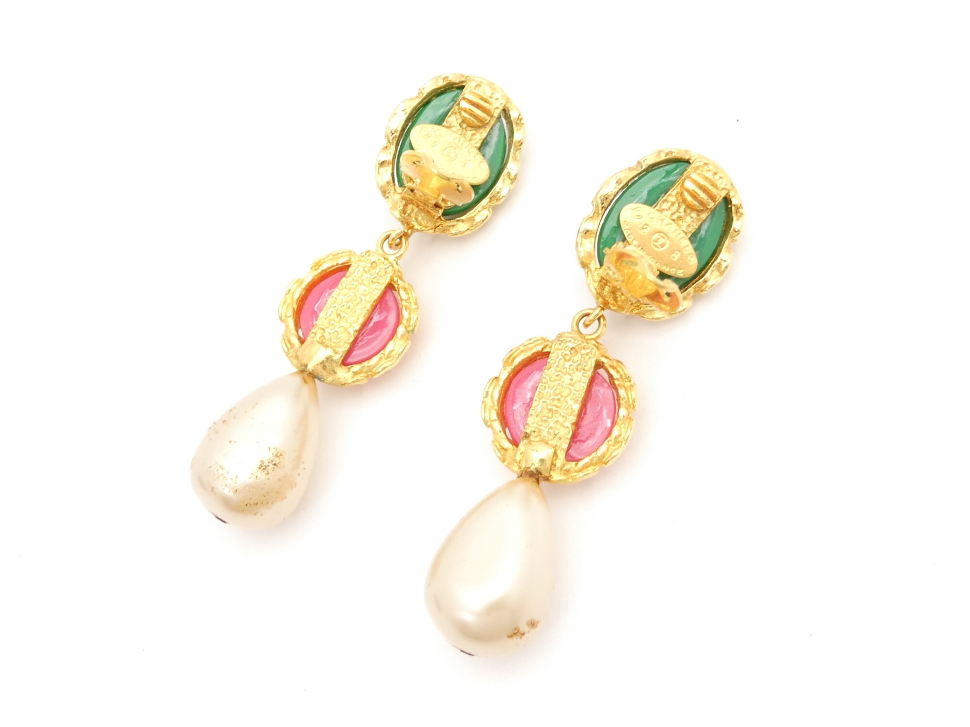 Gold Pearl Swing Earrings — view 4