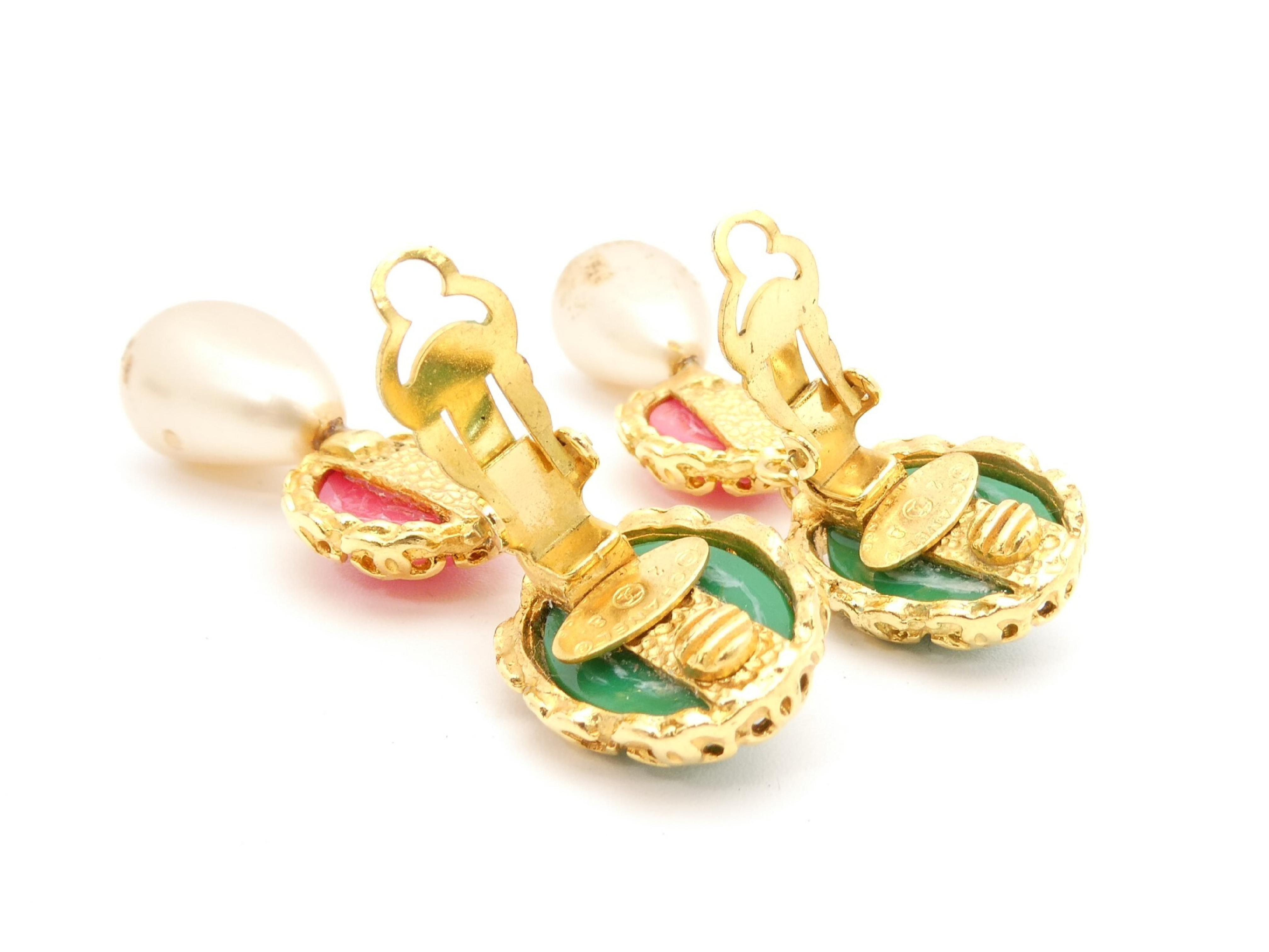 Gold Pearl Swing Earrings — view 5