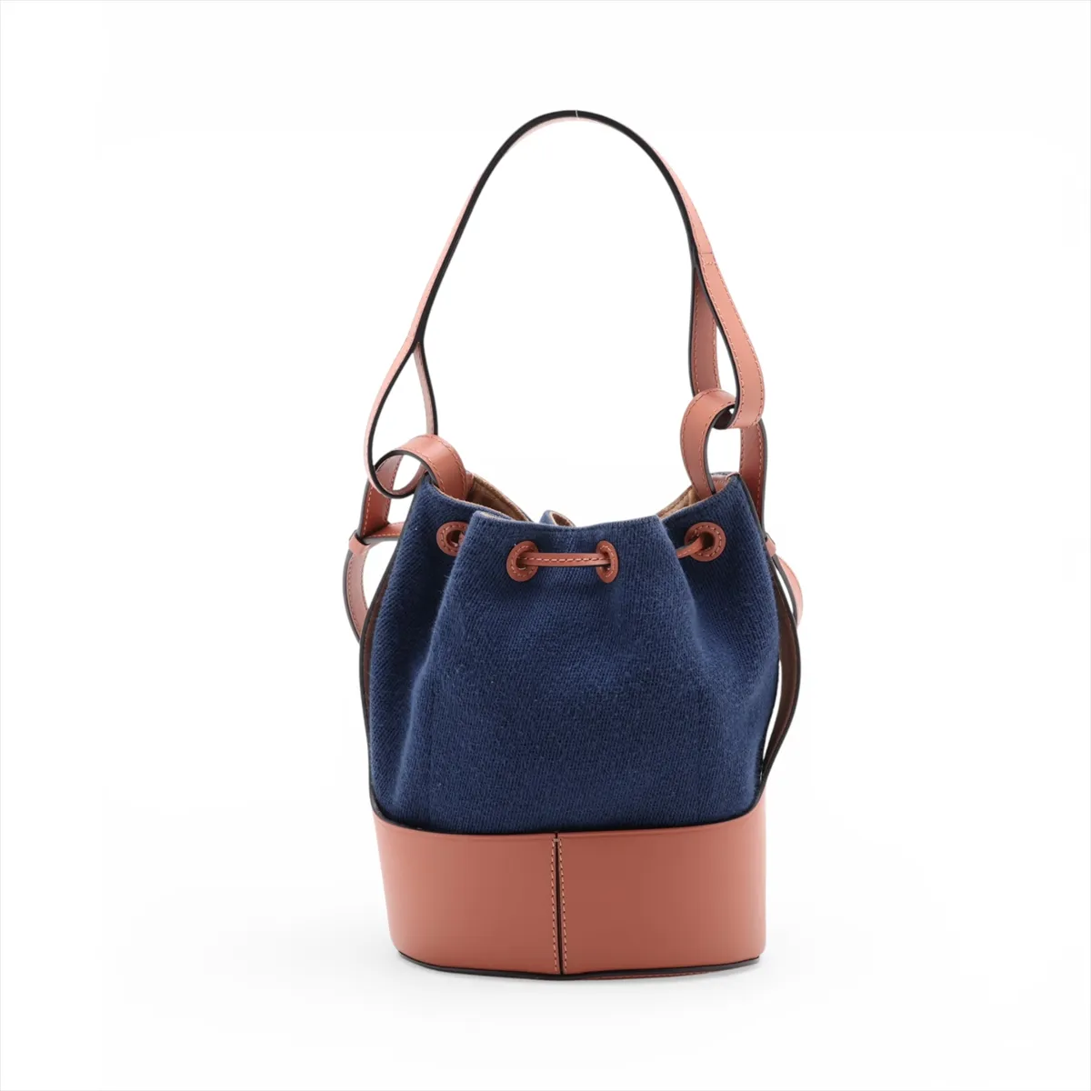 Balloon Bag Small Canvas x Leather 2-Way Shoulder Bag Navy x Brown — view 2