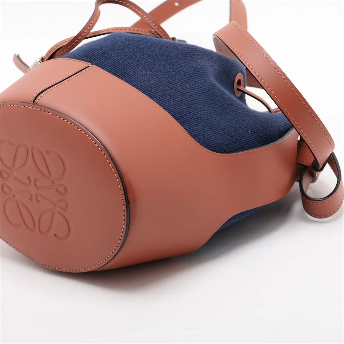 Balloon Bag Small Canvas x Leather 2-Way Shoulder Bag Navy x Brown — view 3