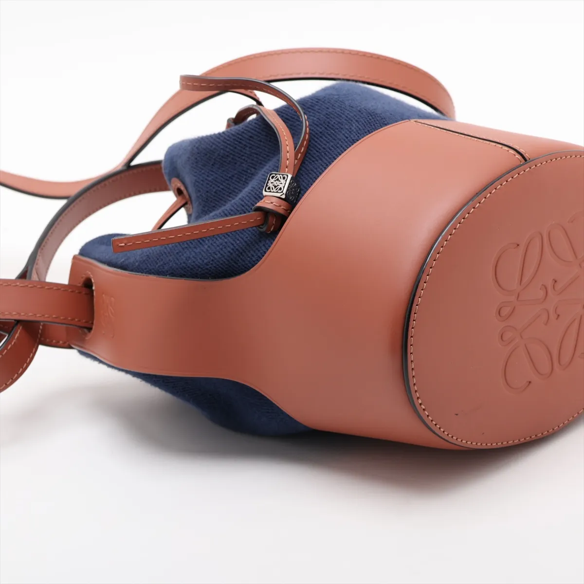 Balloon Bag Small Canvas x Leather 2-Way Shoulder Bag Navy x Brown — view 4