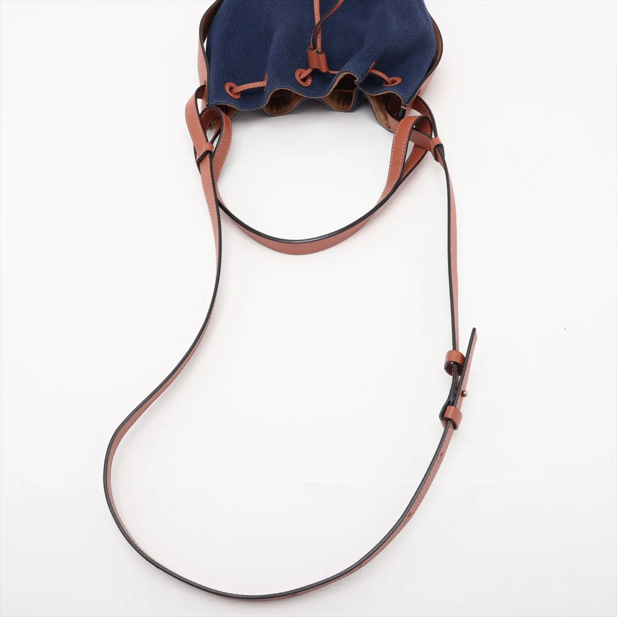 Balloon Bag Small Canvas x Leather 2-Way Shoulder Bag Navy x Brown — view 5