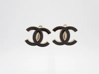 Earrings with Coco Mark design, gold.
