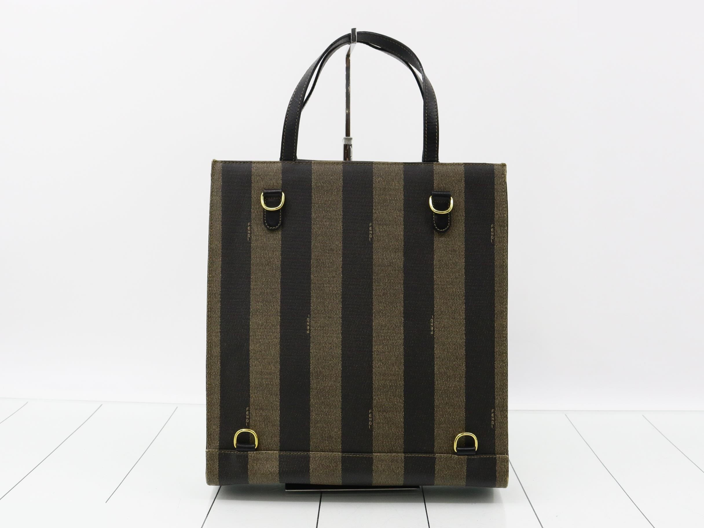 Pecan Tote Bag, PVC/Leather, Brown — view 2