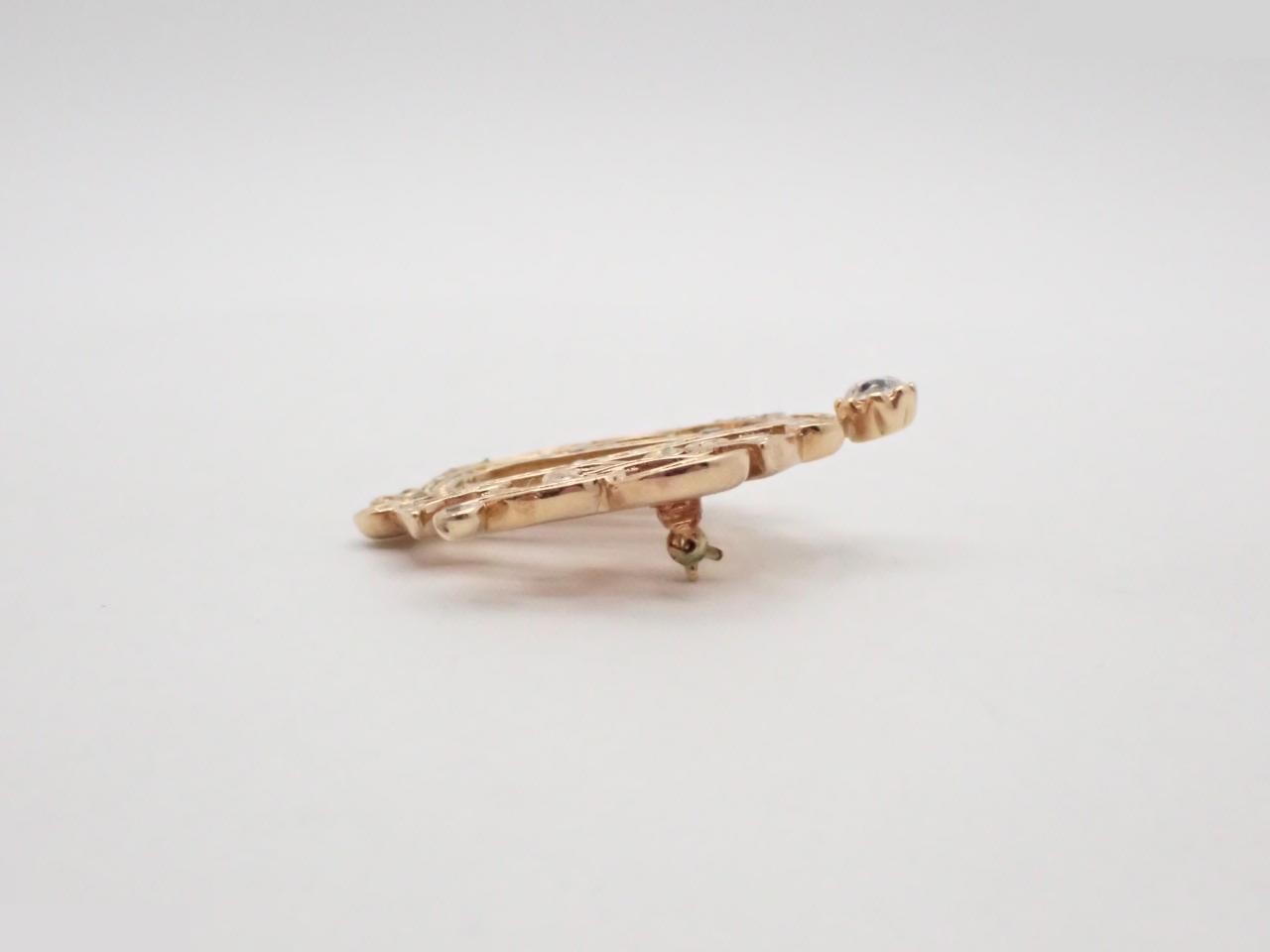 Gold Rhinestone Brooch — view 3