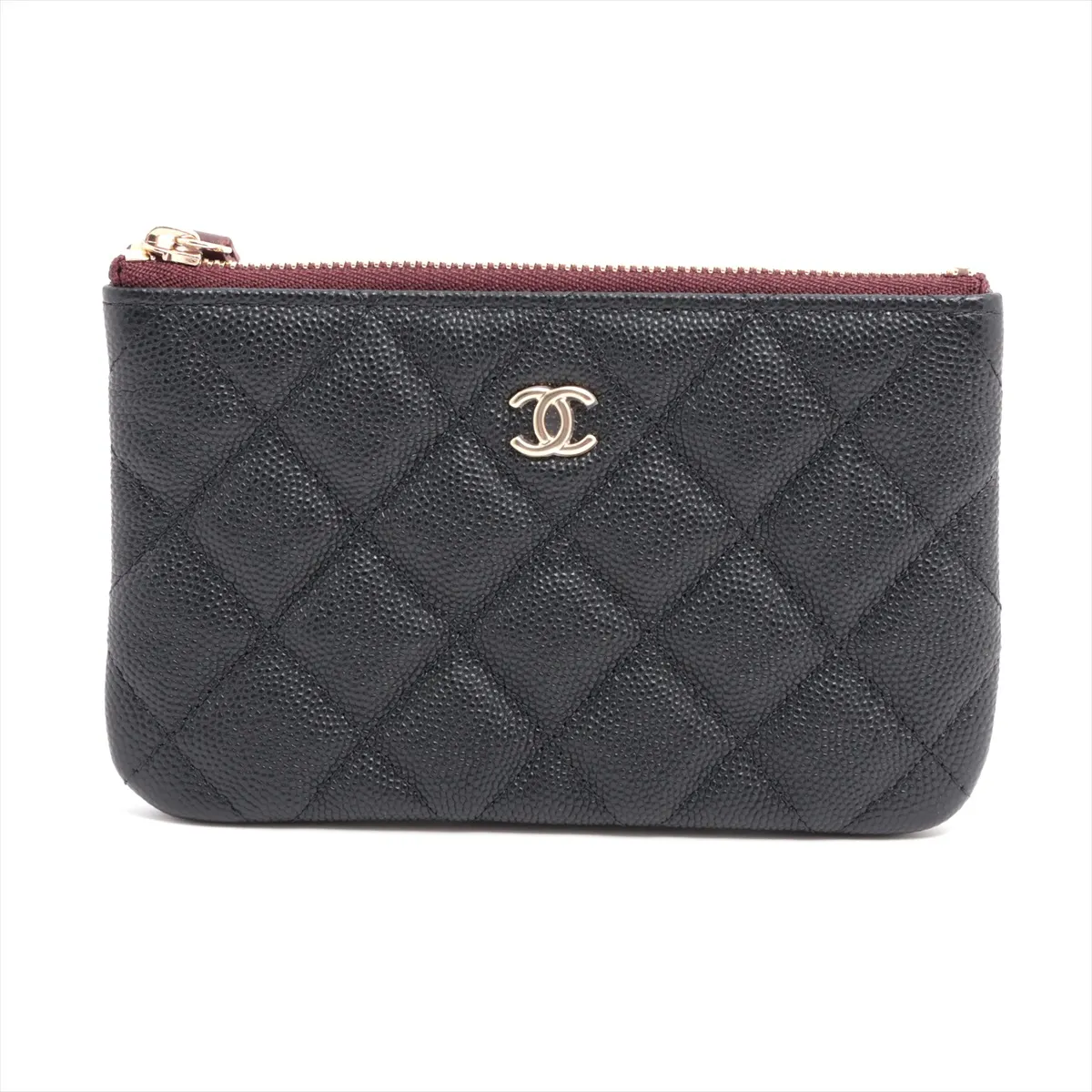 Matelasse caviar skin pouch black gold hardware 31644150