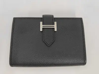 Bearn Card Case, Veau Epsom Leather, Black, B Stamp, Unused, with Box, Wallet