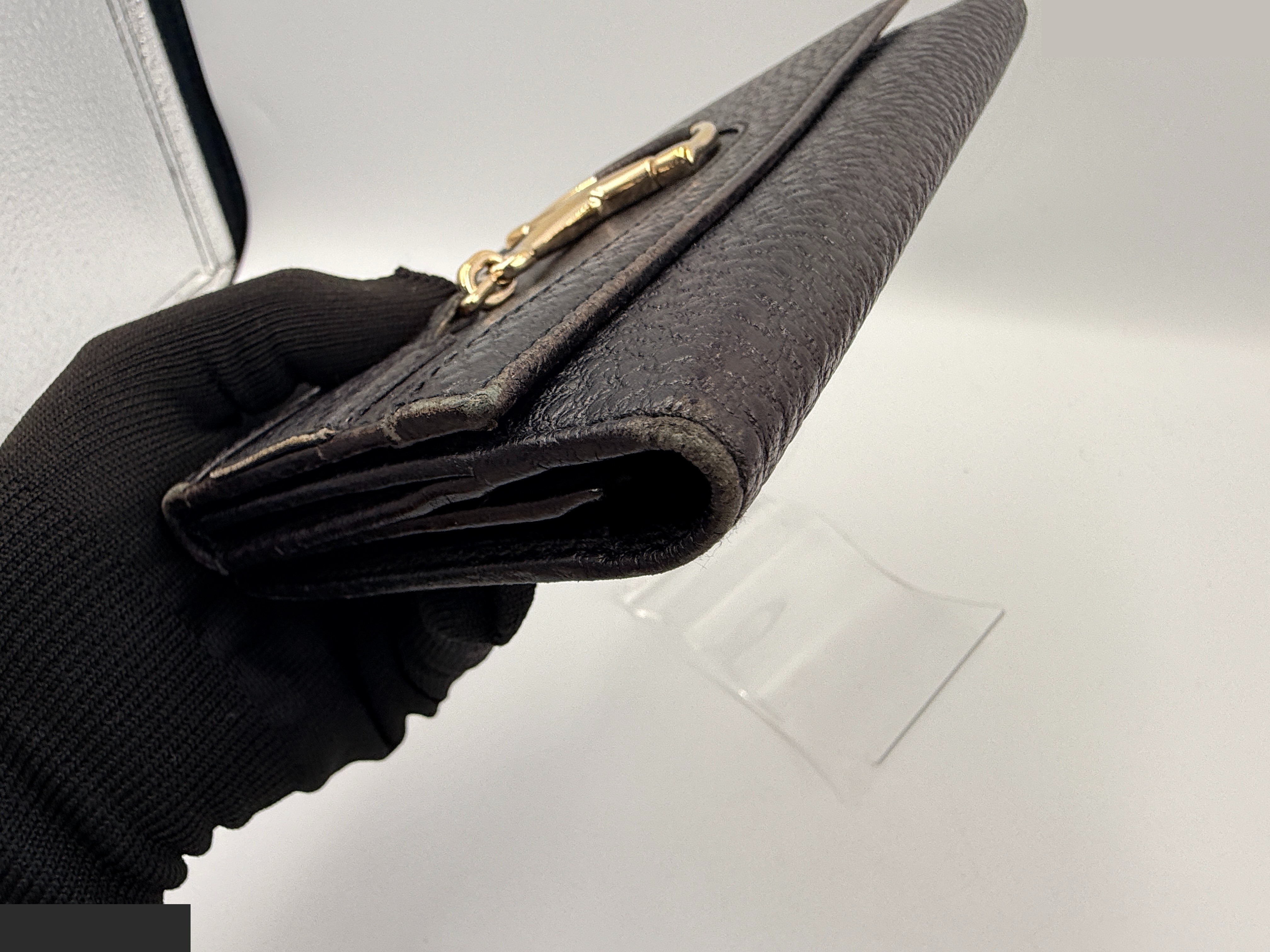 Horsebit Leather Long Wallet, Black — view 6