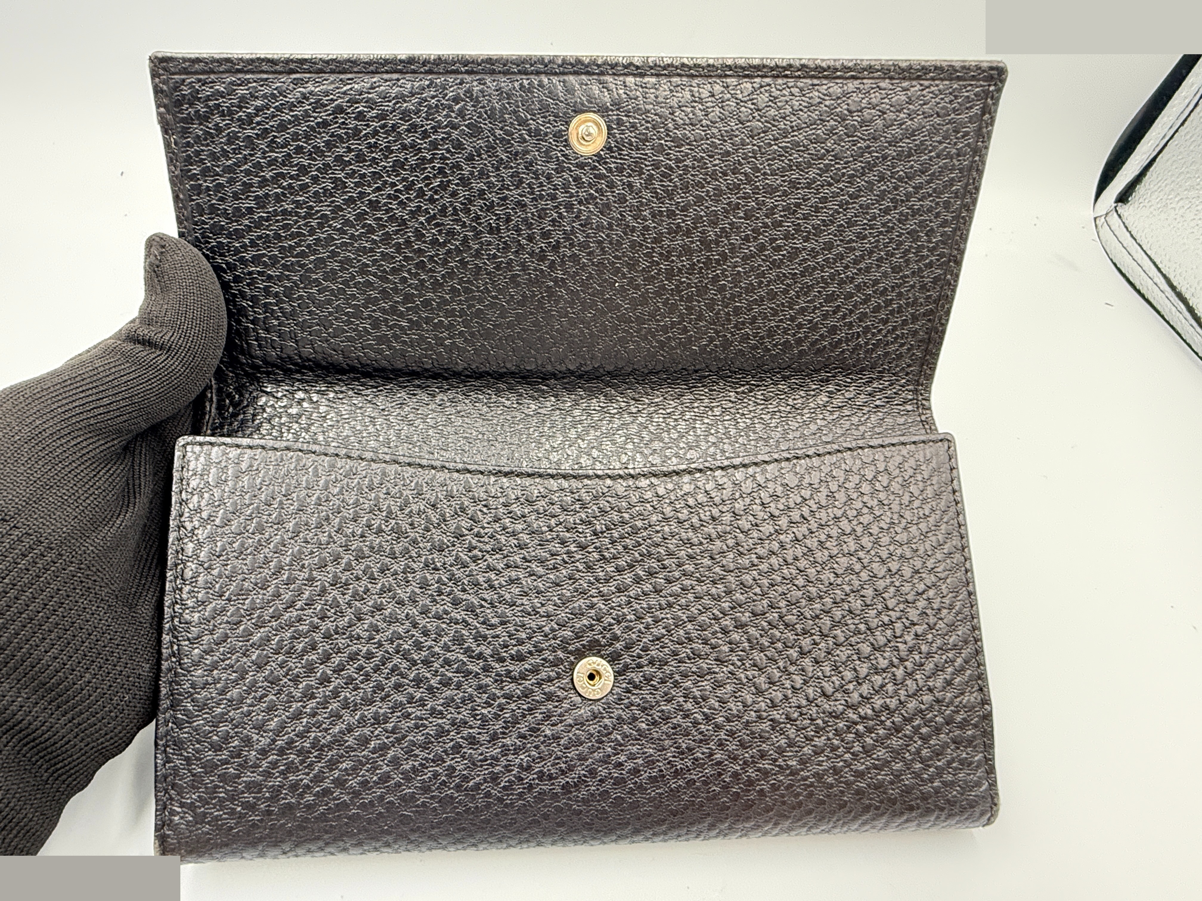 Horsebit Leather Long Wallet, Black — view 7