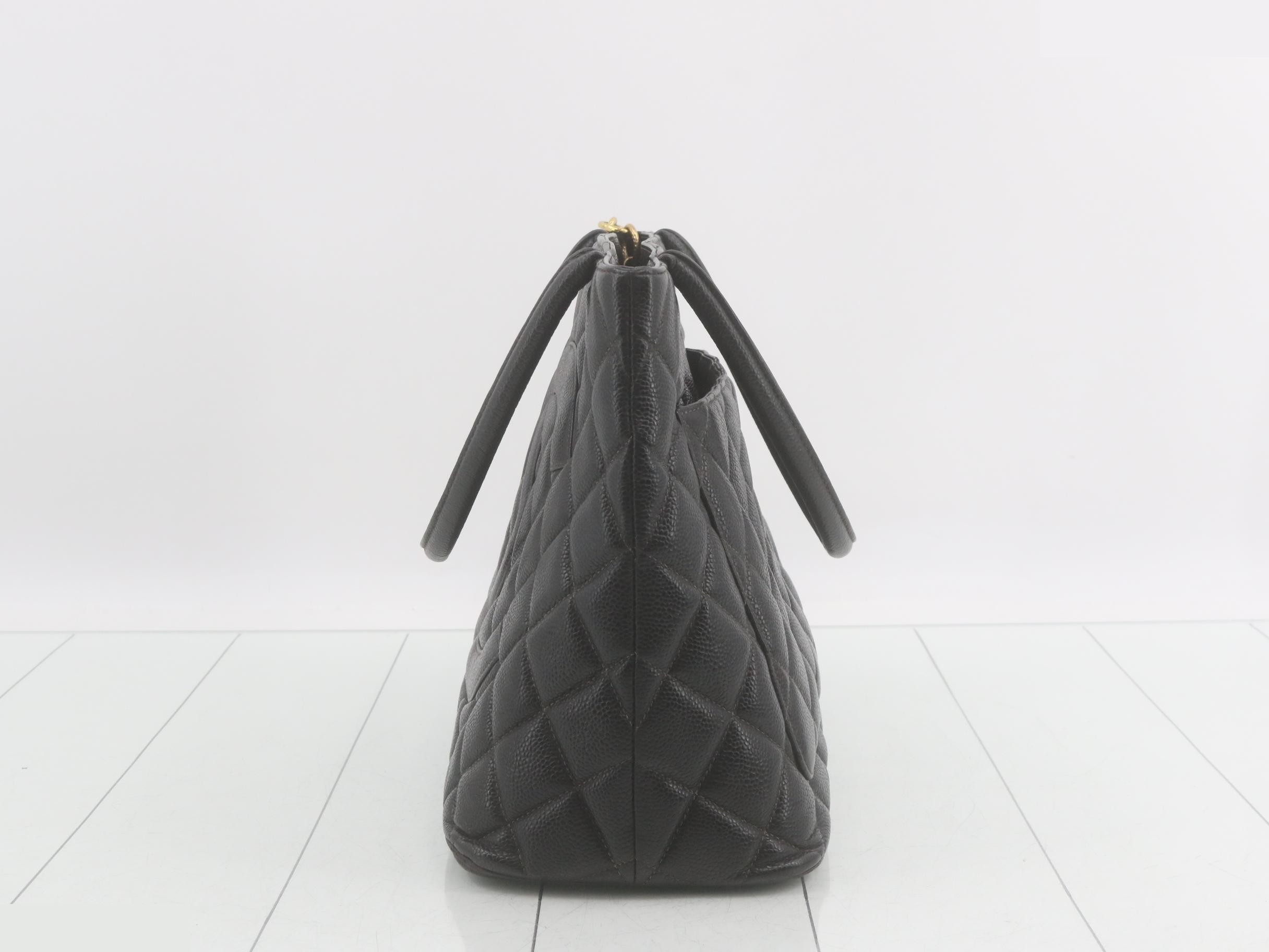 Caviar Skin Reissue Tote Bag, Black and Gold — view 3