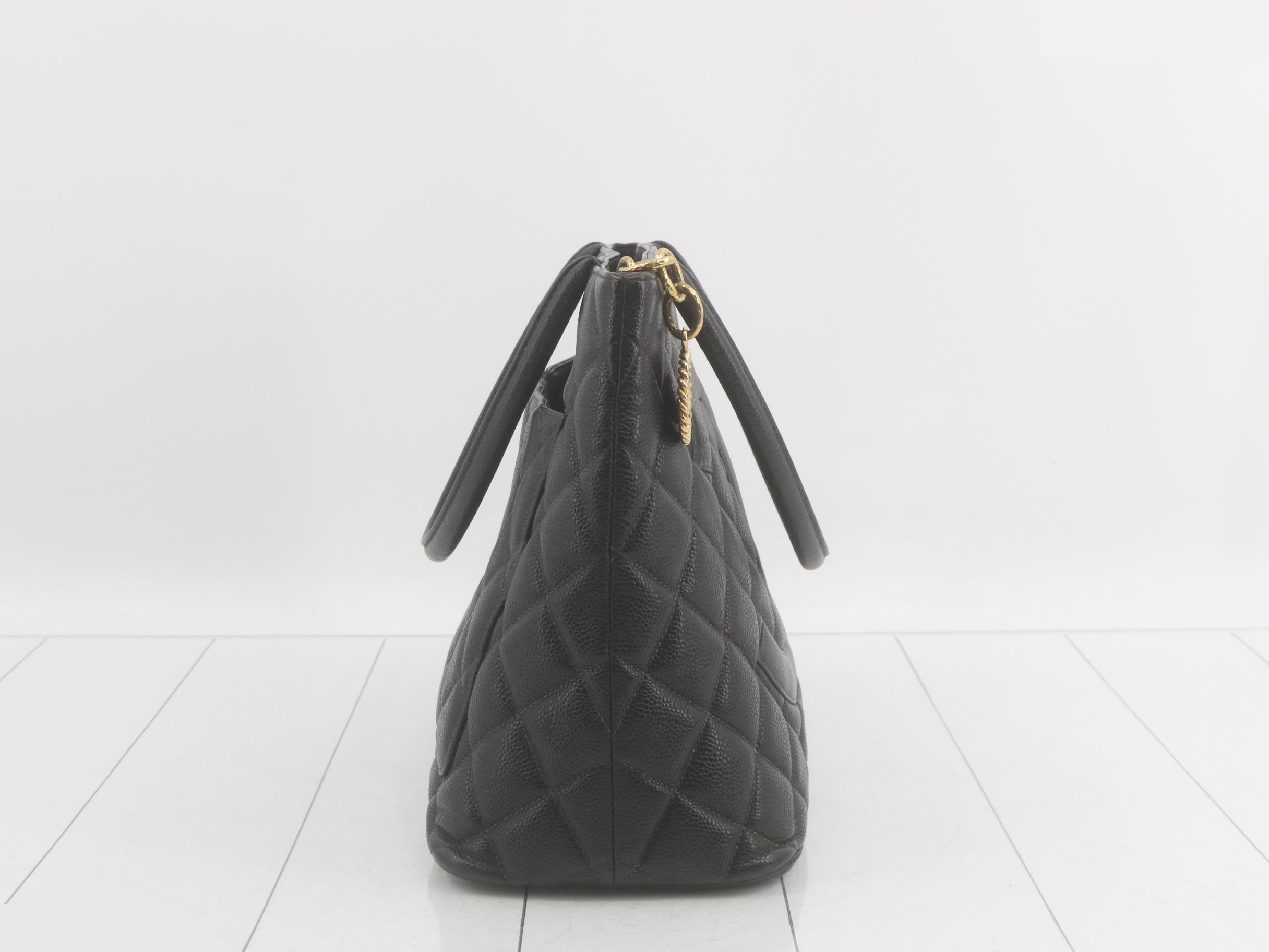 Caviar Skin Reissue Tote Bag, Black and Gold — view 4