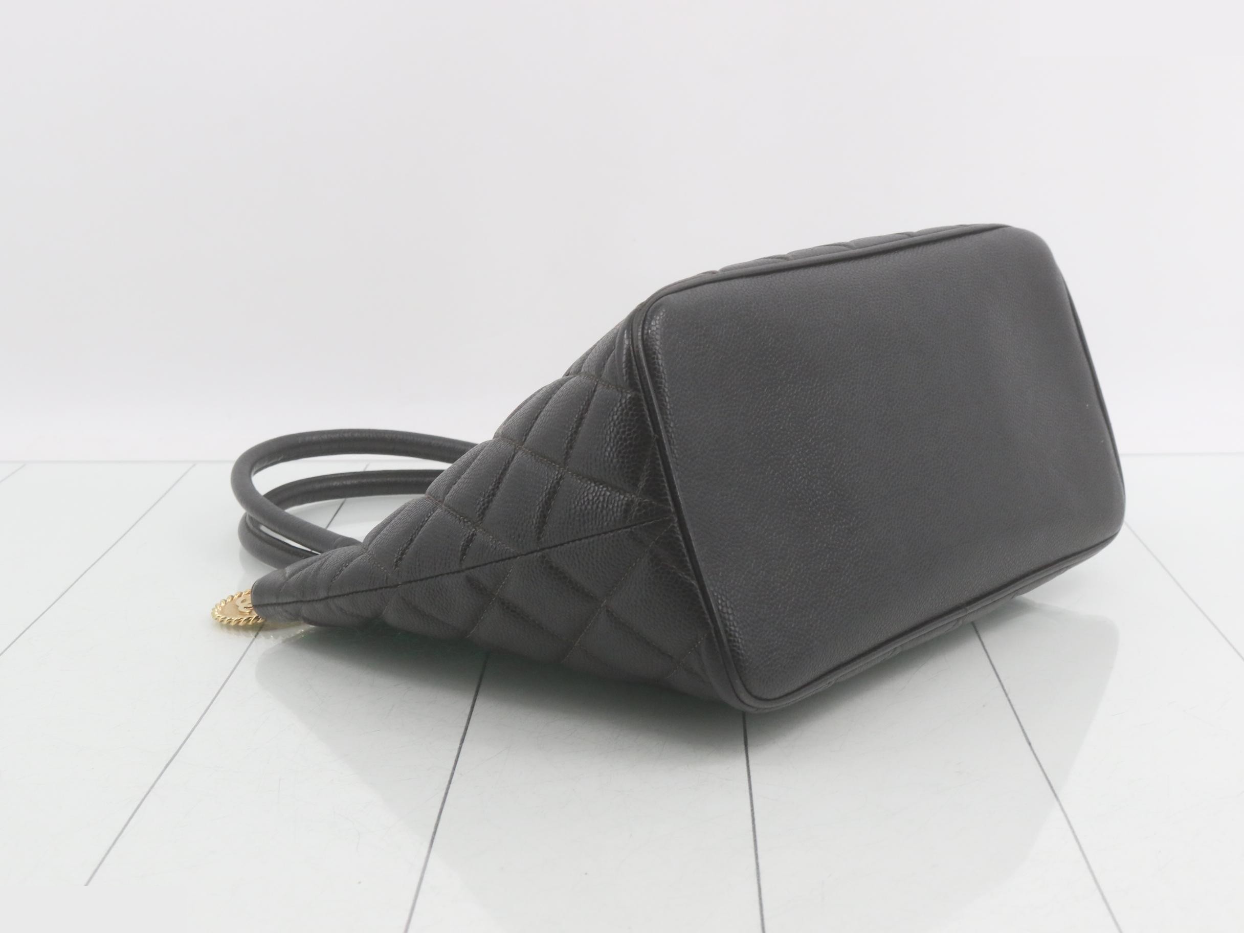Caviar Skin Reissue Tote Bag, Black and Gold — view 5
