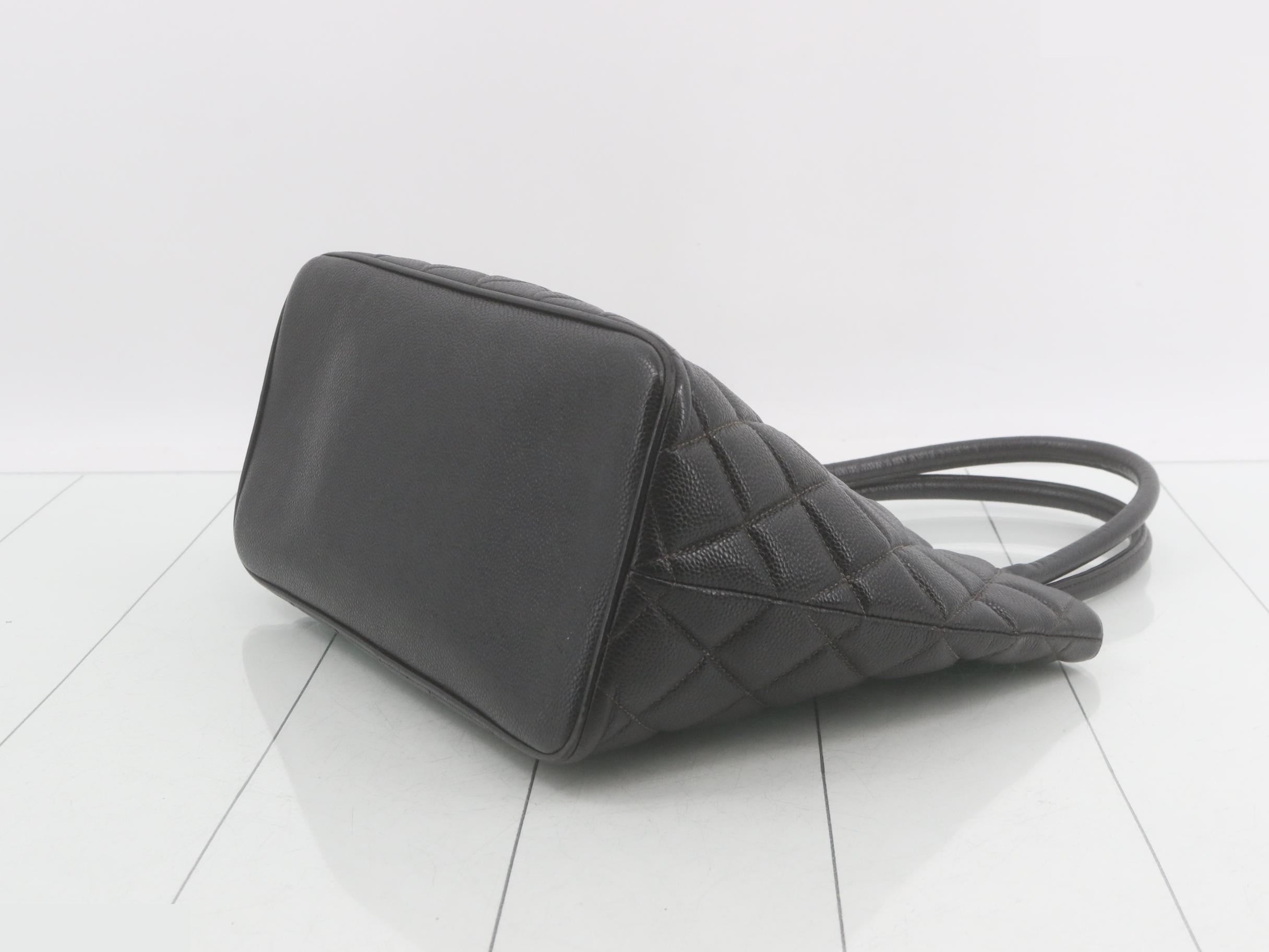 Caviar Skin Reissue Tote Bag, Black and Gold — view 6